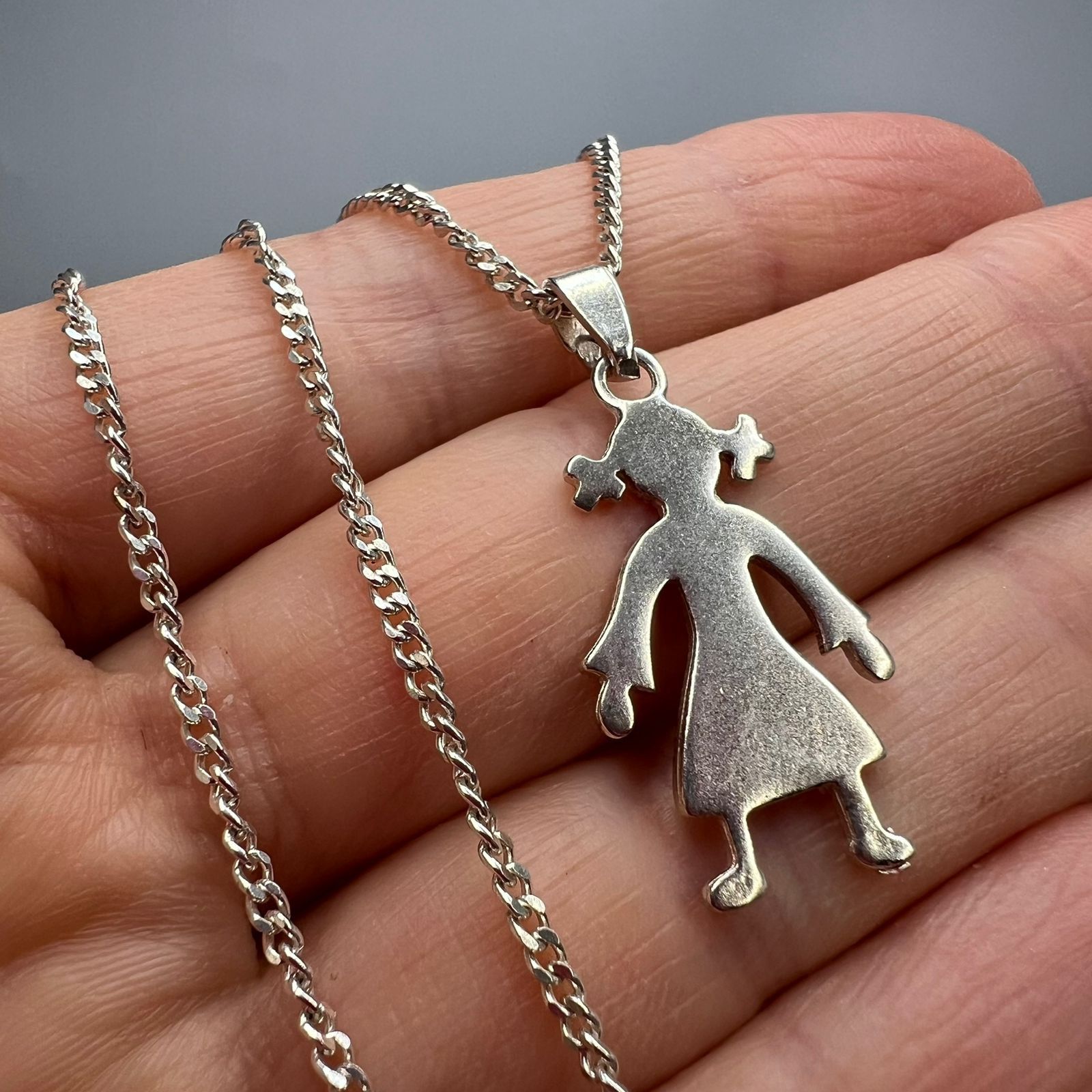Sterling Silver Sterling Silver 925 Cute Girl Pendant Necklace Jewelry 5.48g Size ONE SIZE - 3 Thumbnail
