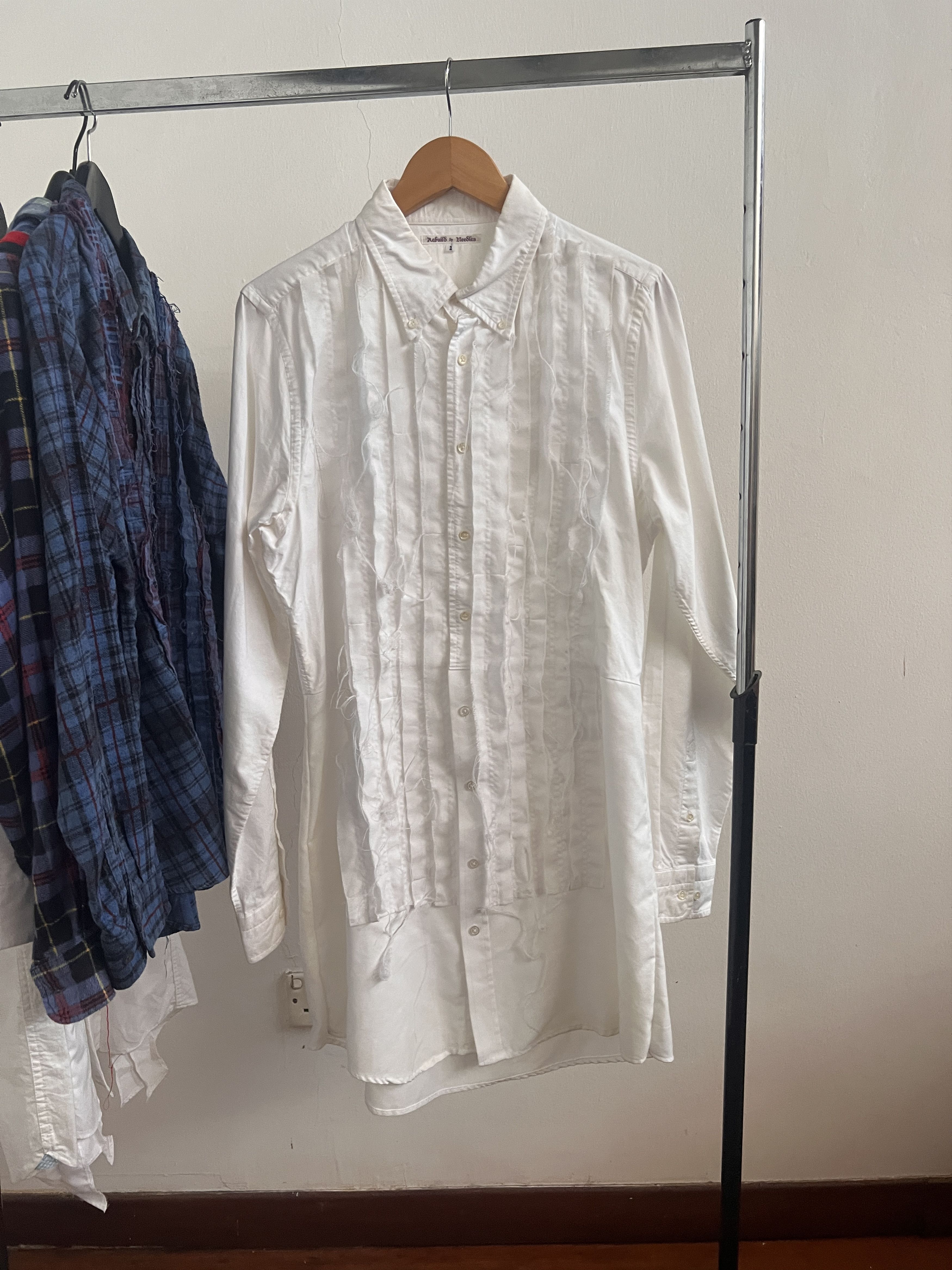 Needles × Nepenthes Rebuild by Needles 7 Cut Oxford White Frill Long Dress Shirt Size US L / EU 52-54 / 3 - 1 Thumbnail