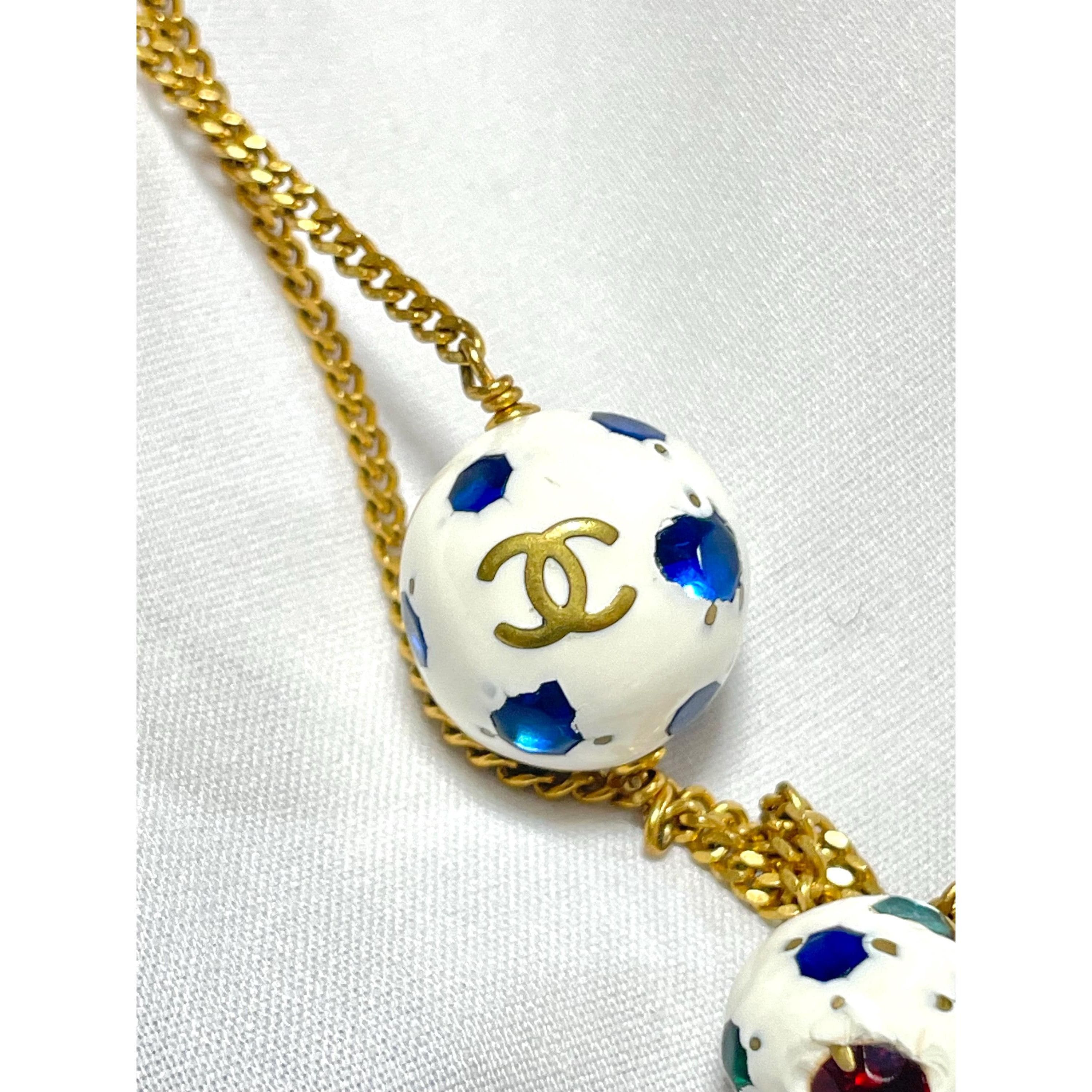 Chanel Vintage CHANEL extra long chain necklace with CC white glass Size ONE SIZE - 4 Thumbnail