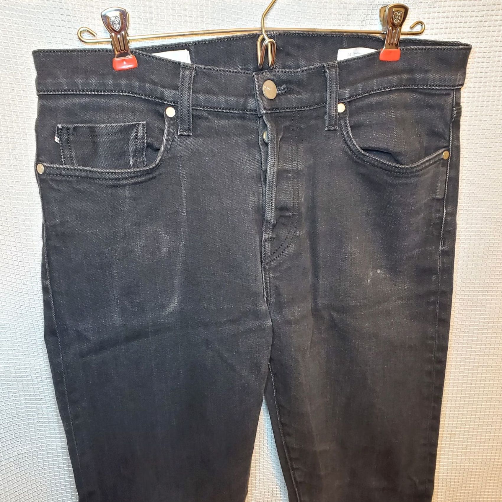 Vintage BALDWIN Jeans Mens 32 Black BLDWN SELVEDGE Modern Skinny Distressed Faded Size US 32 / EU 48 - 3 Thumbnail