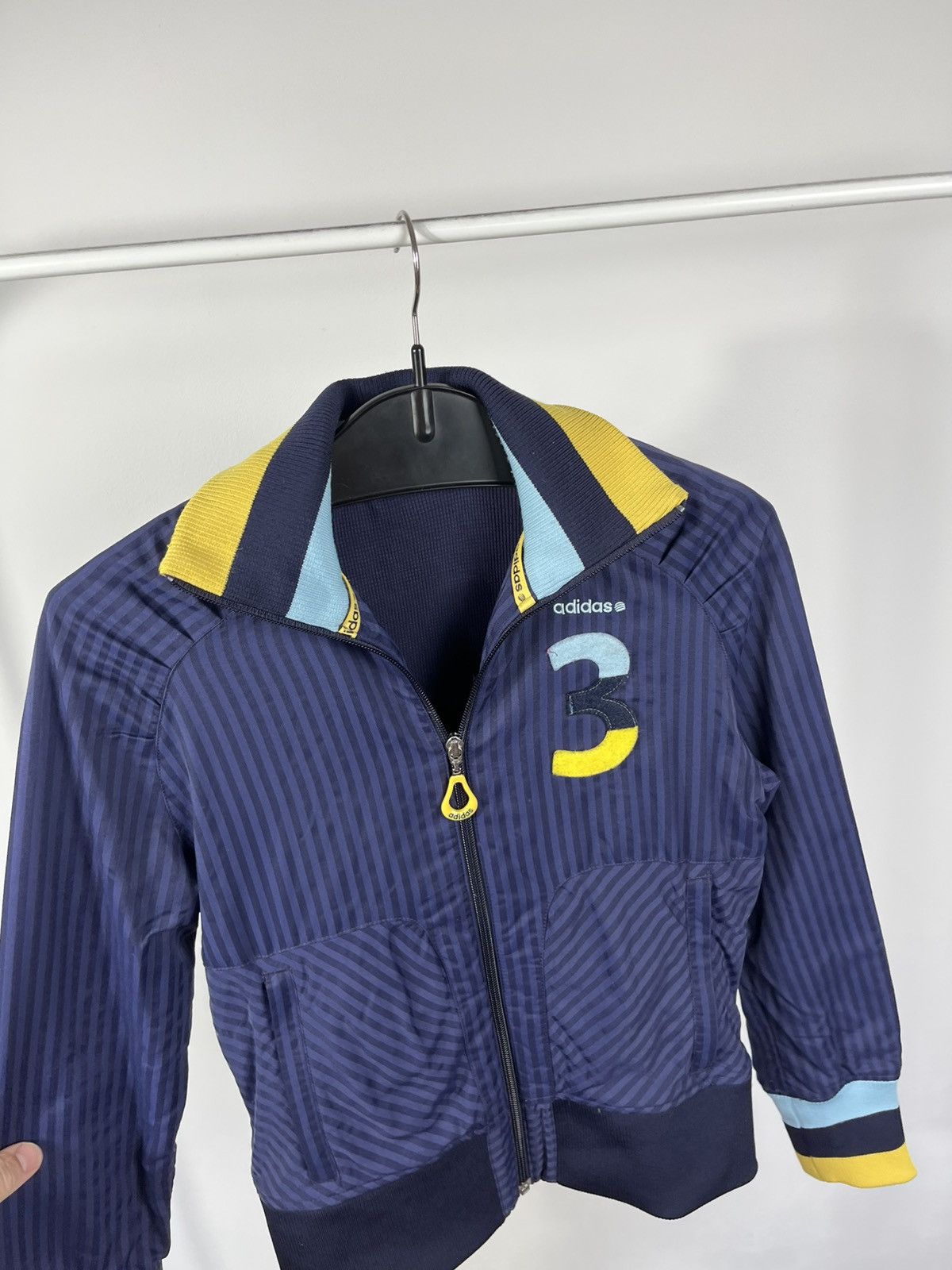 Adidas Adidas Women Track Jacket Navy Striped Zip Up Sport XS Size XS / US 0-2 / IT 36-38 - 6 Thumbnail