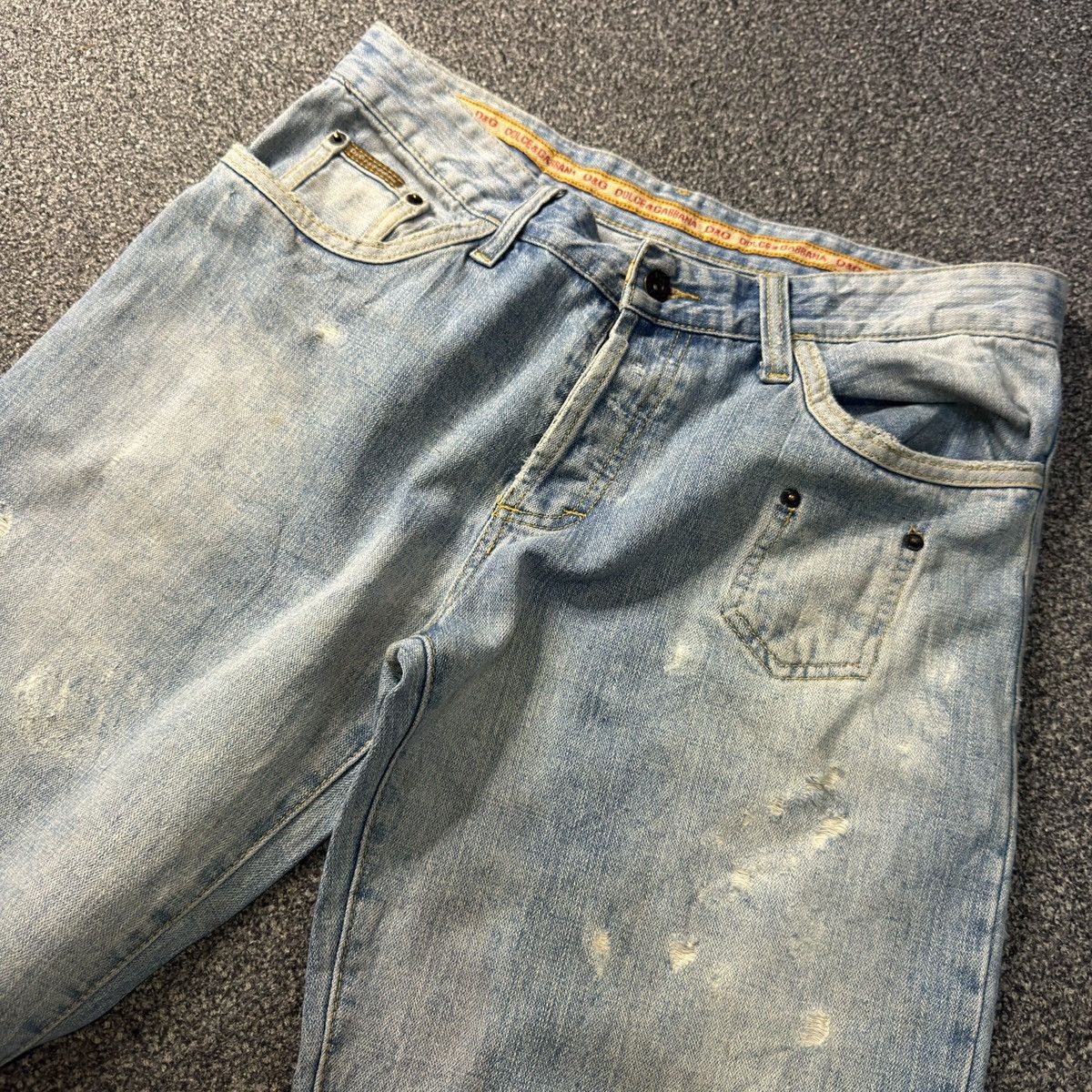 Dolce & Gabbana Vintage Rare 90s Blue Faded Distressed Denim Size US 34 / EU 50 - 4 Thumbnail