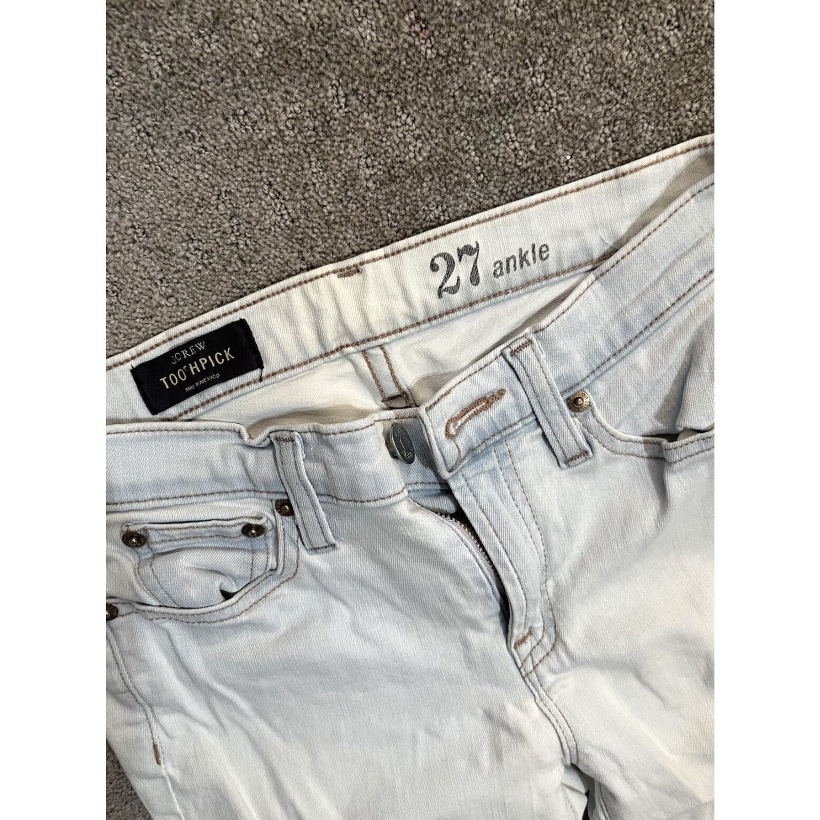 Vintage J Crew Toothpick Skinny Jeans solid Light Blue Summer Size 27 Ankle Size 27" / US 4 / IT 40 - 3 Thumbnail