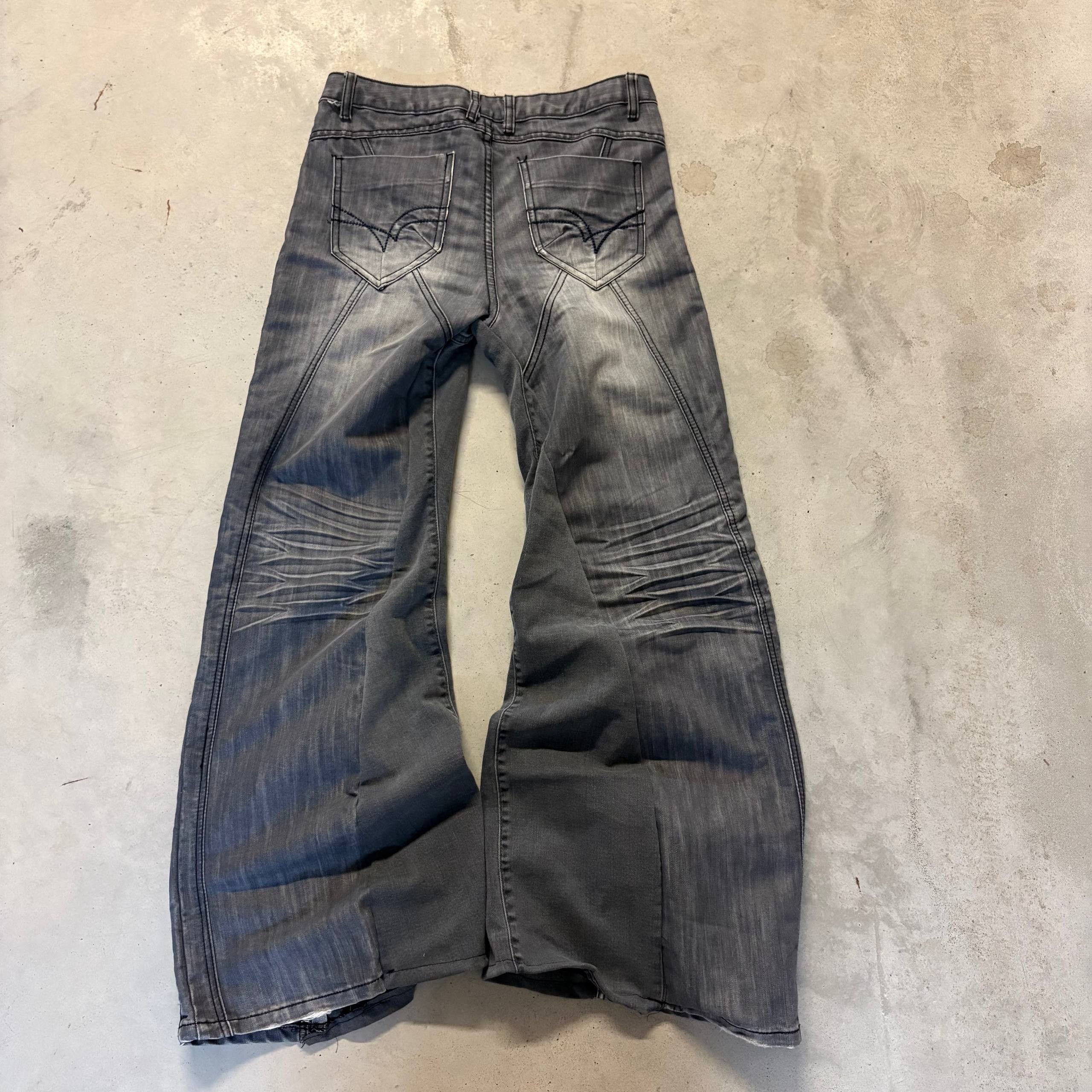 Japanese Brand Low Rise Faded Gray Jeans – Handmade Y2K Size US 29 - 3 Thumbnail