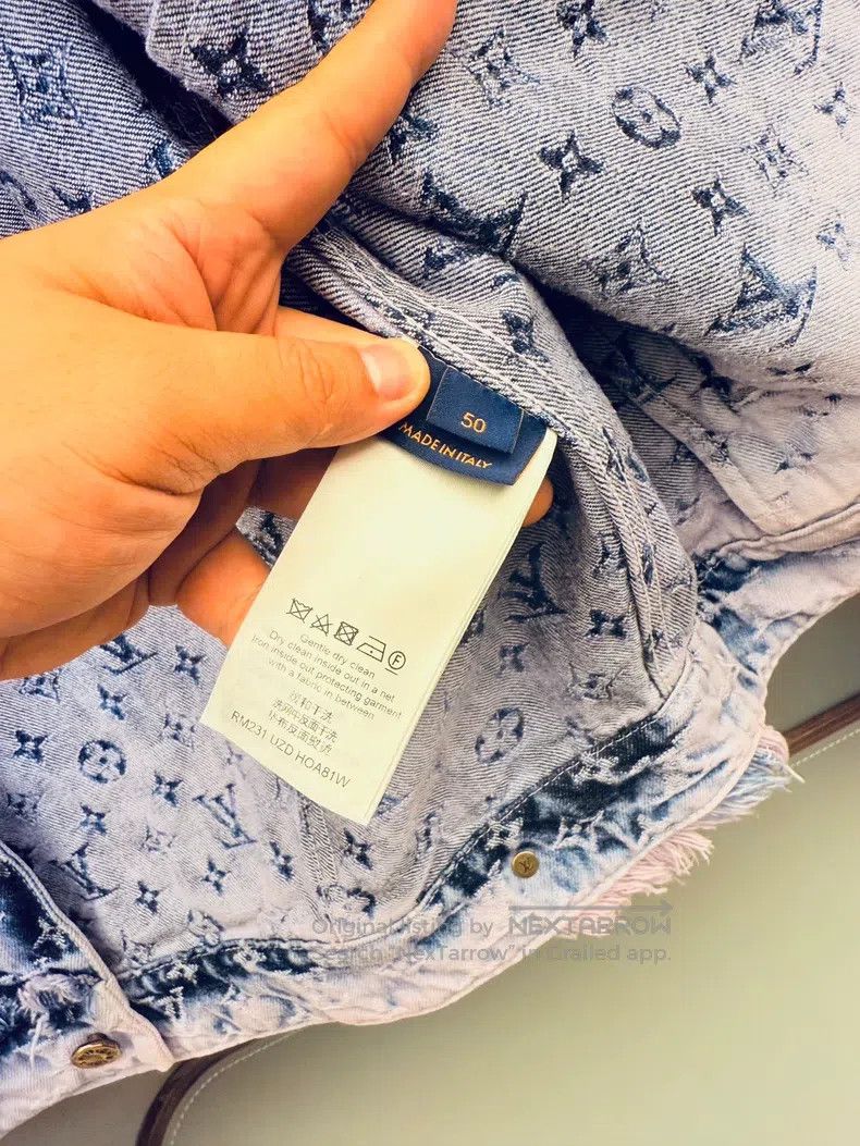 Louis Vuitton Louis Vuitton SS23 Worn Logo Jacquard Fringed Denim Jacket Size US M / EU 48-50 / 2 - 7 Thumbnail