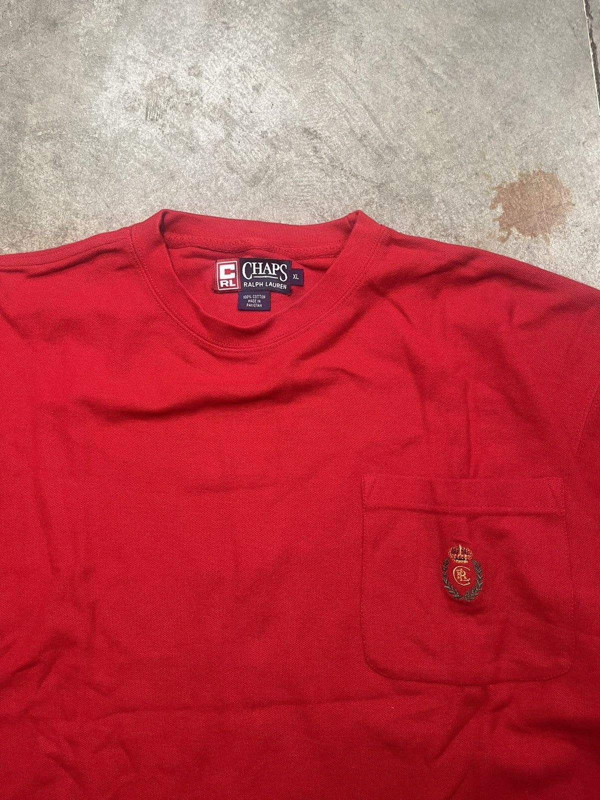 Chaps Chaps Ralph Lauren Crown Crest Embroidered Red Pocket Tee Size US XL / EU 56 / 4 - 2 Thumbnail