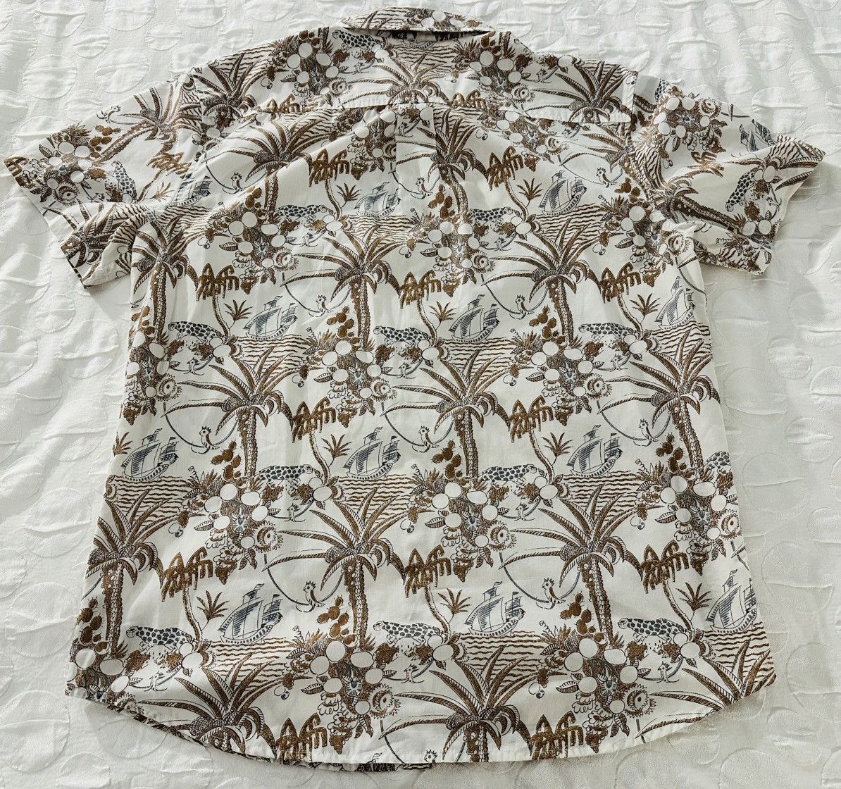 Prana Prana Hawaiian Button Up Shirt Mens XL Tan Short Sleeve Size US XL / EU 56 / 4 - 2 Thumbnail