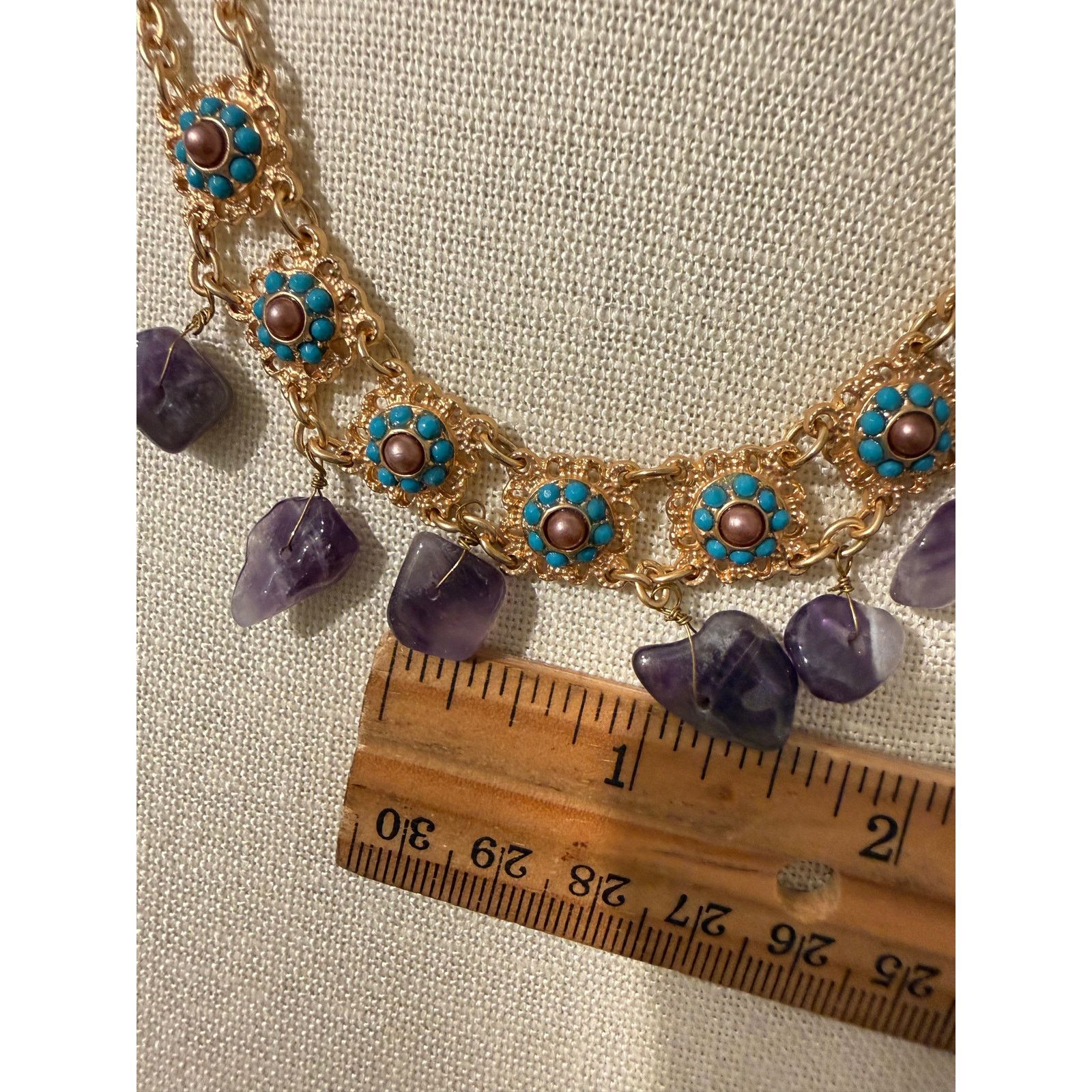 Other Vintage Gold Tone Genuine Amethyst Necklace Size ONE SIZE - 3 Thumbnail