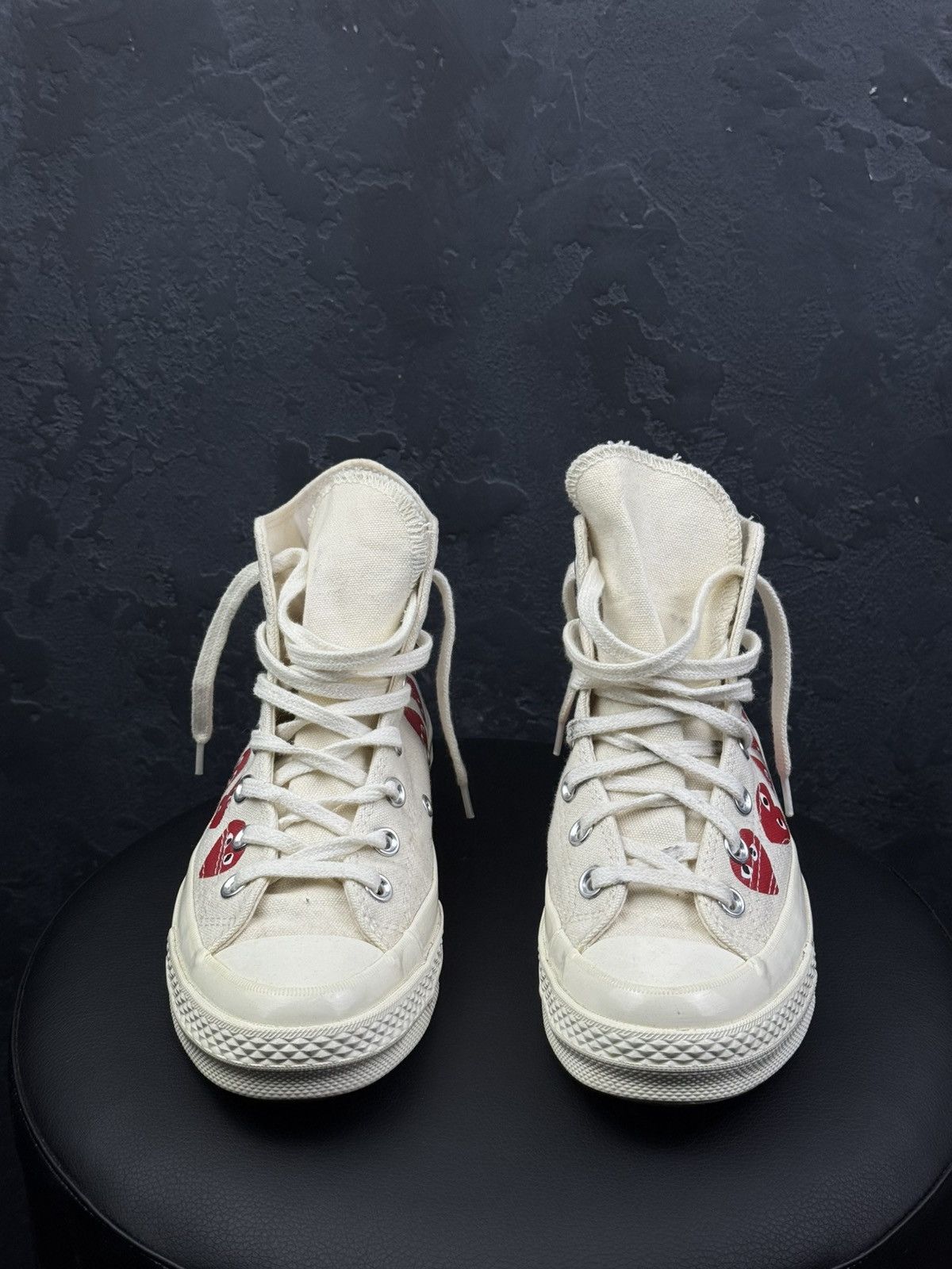 Comme des Garcons CDG PLAY x Converse Chuck Taylor High Top Multi Heart Beige Size US 7.5 / IT 37.5 - 4 Thumbnail
