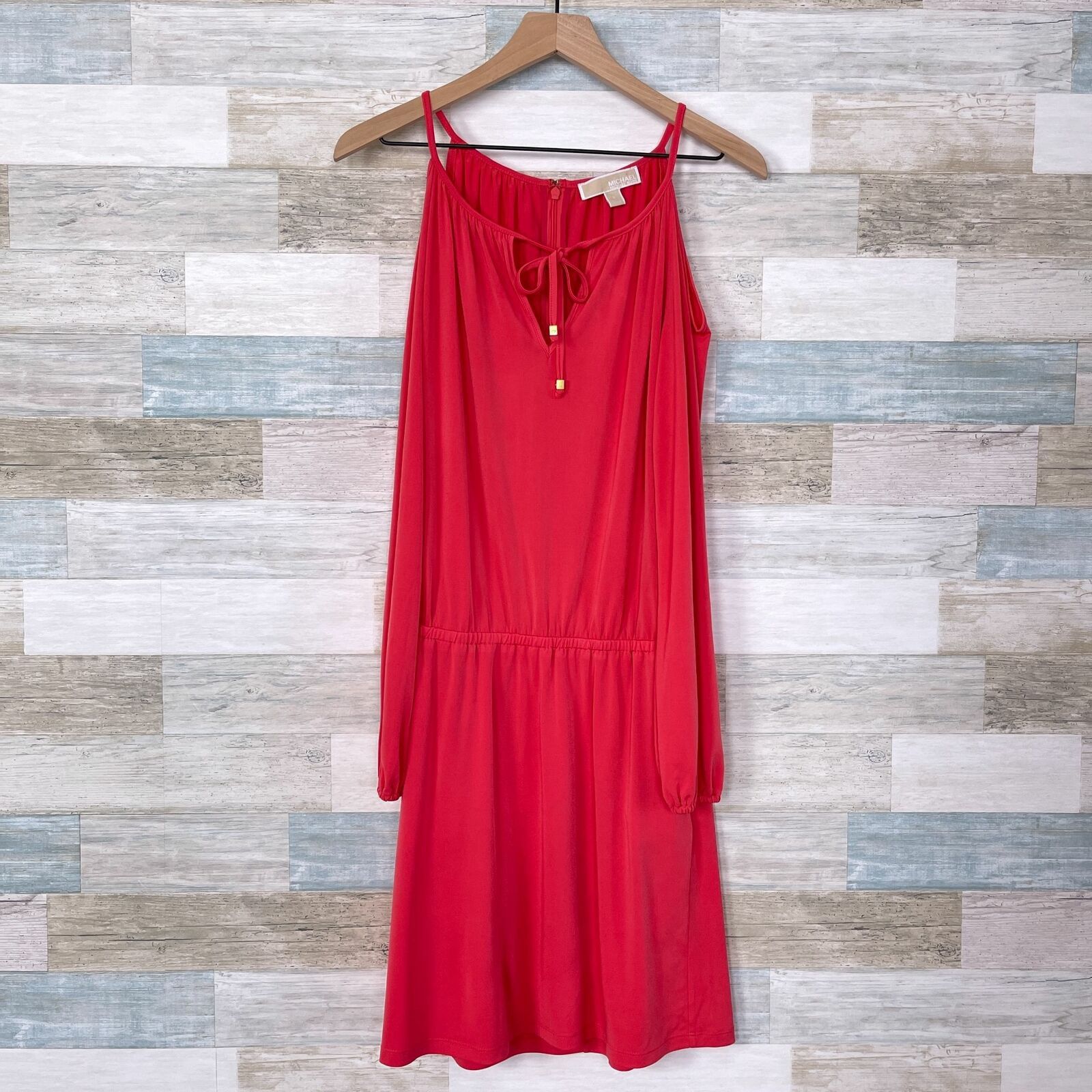 Michael Kors Michael Kors Cold Shoulder Blouson Dress Coral Pink Small Size S / US 4 / IT 40 - 1 Thumbnail