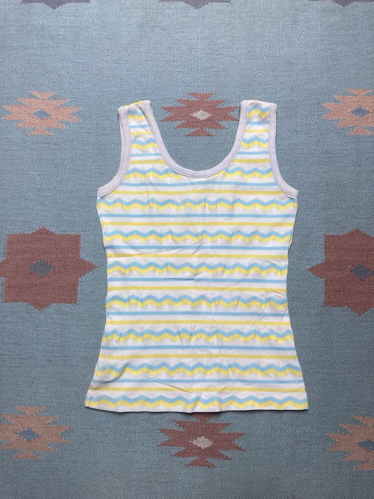 Vintage 60s 70s tank top shirt soft nylon striped beach adult small Size US S / EU 44-46 / 1 - 8 Thumbnail