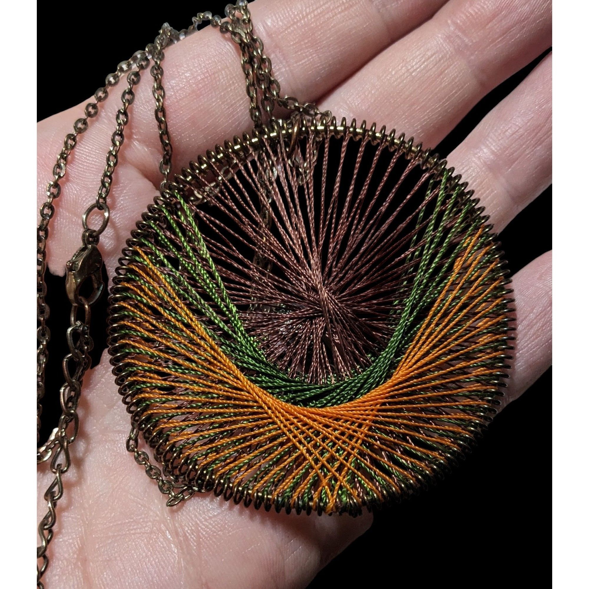 Other Earth Tone Macrame Threaded Pendant Necklace Size ONE SIZE - 2 Thumbnail