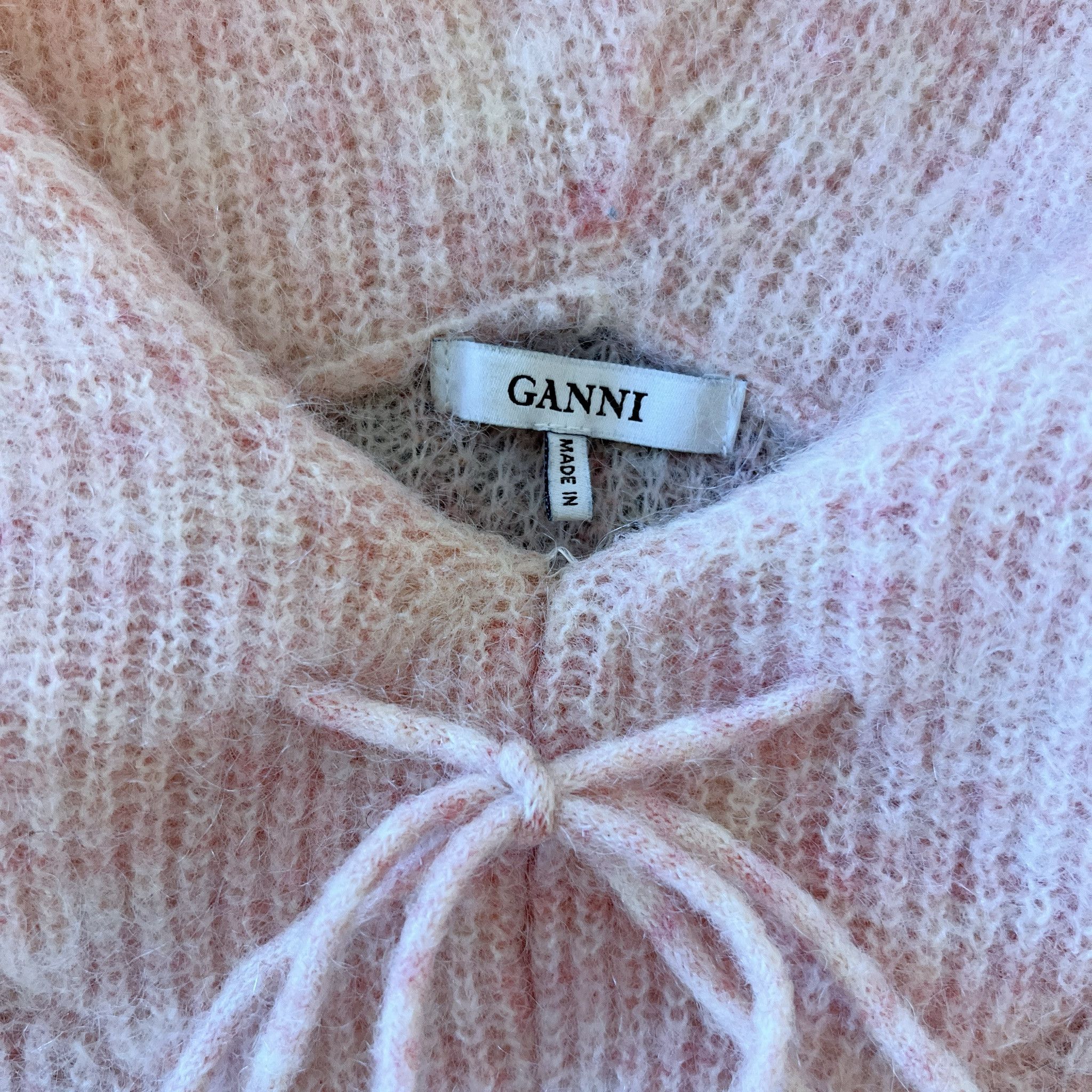 Ganni GANNI Pink Ribbed Wool Blend Knit Hoodie Size M / US 6-8 / IT 42-44 - 4 Thumbnail