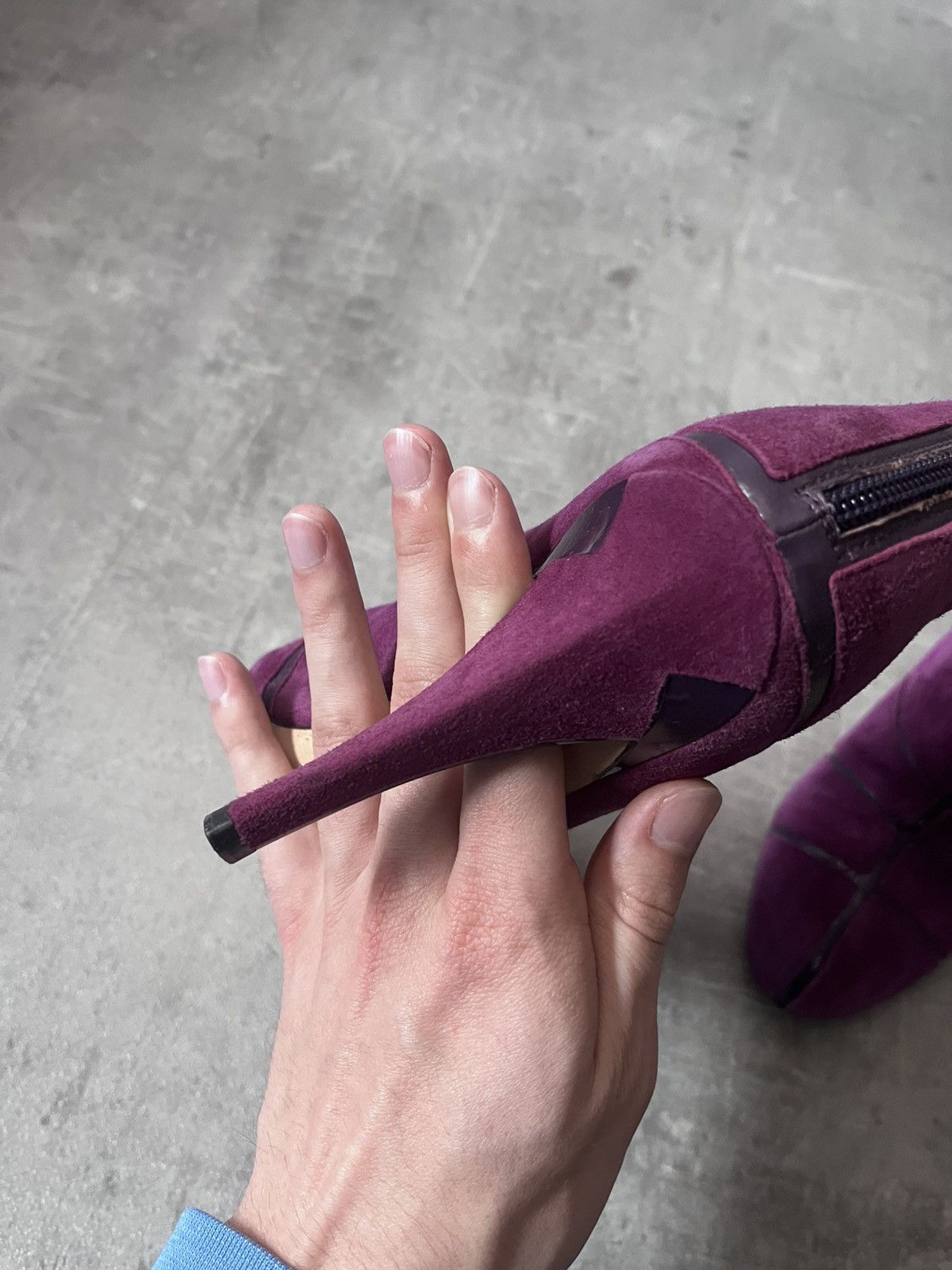 Dior Christian Dior ankle heels purple leather suede Size US 9.5 / IT 39.5 - 7 Thumbnail
