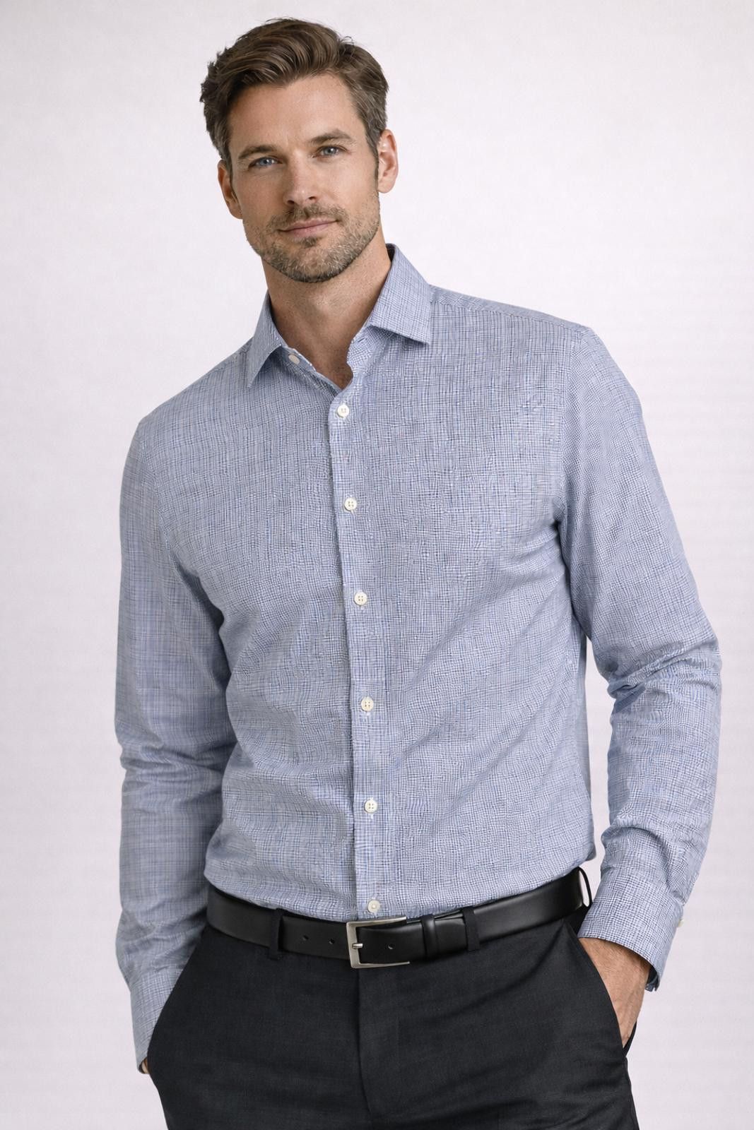 Hugo Boss Hugo Boss Regular Fit Plaid Shirt Blue Cotton 16.5 Size 38R - 1 Thumbnail