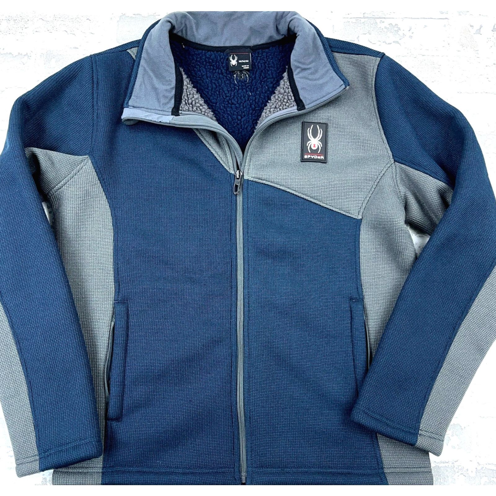 Spyder Spyder Jacket Men M Blue Full Zip Lined Pile Waffle Knit Thermal All Seasons Mock Neck Casual Skiing Motorsports Size US M / EU 48-50 / 2 - 2 Thumbnail