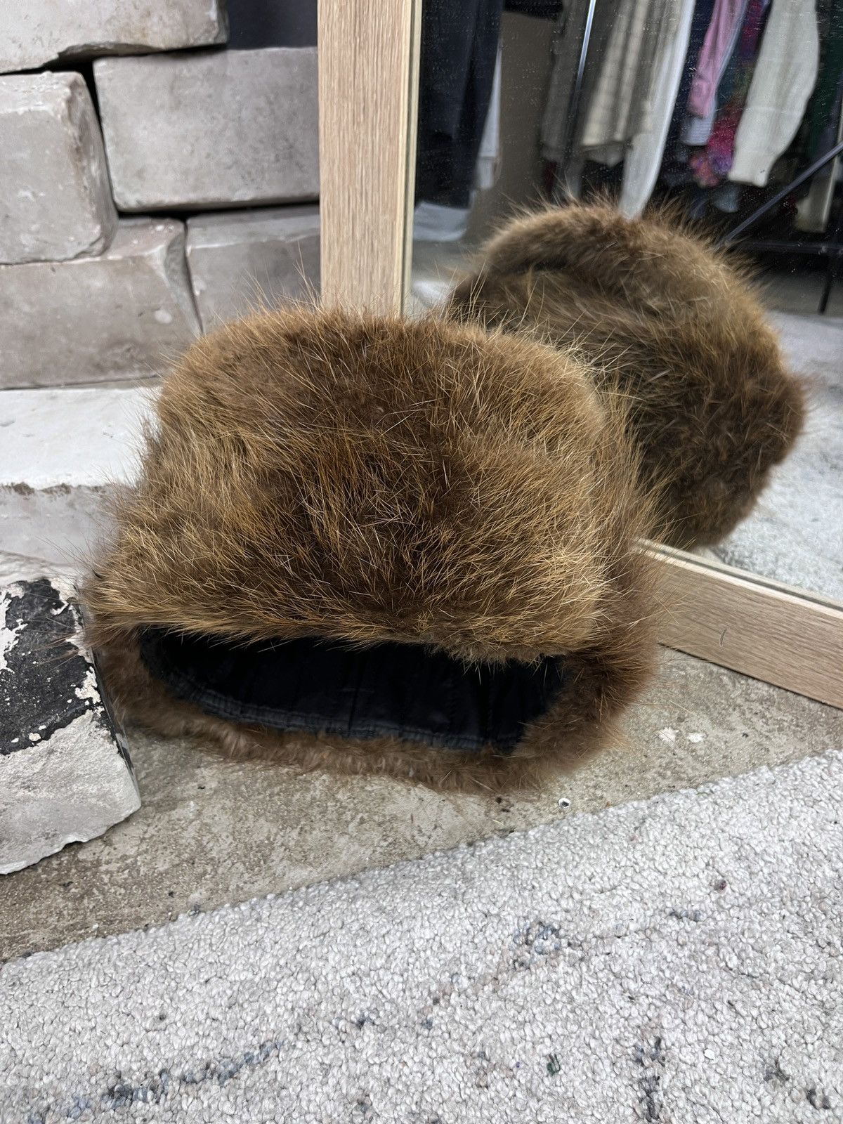 Vintage 1970s USSR VINTAGE FUR HAT - № 4302 Size ONE SIZE - 3 Thumbnail
