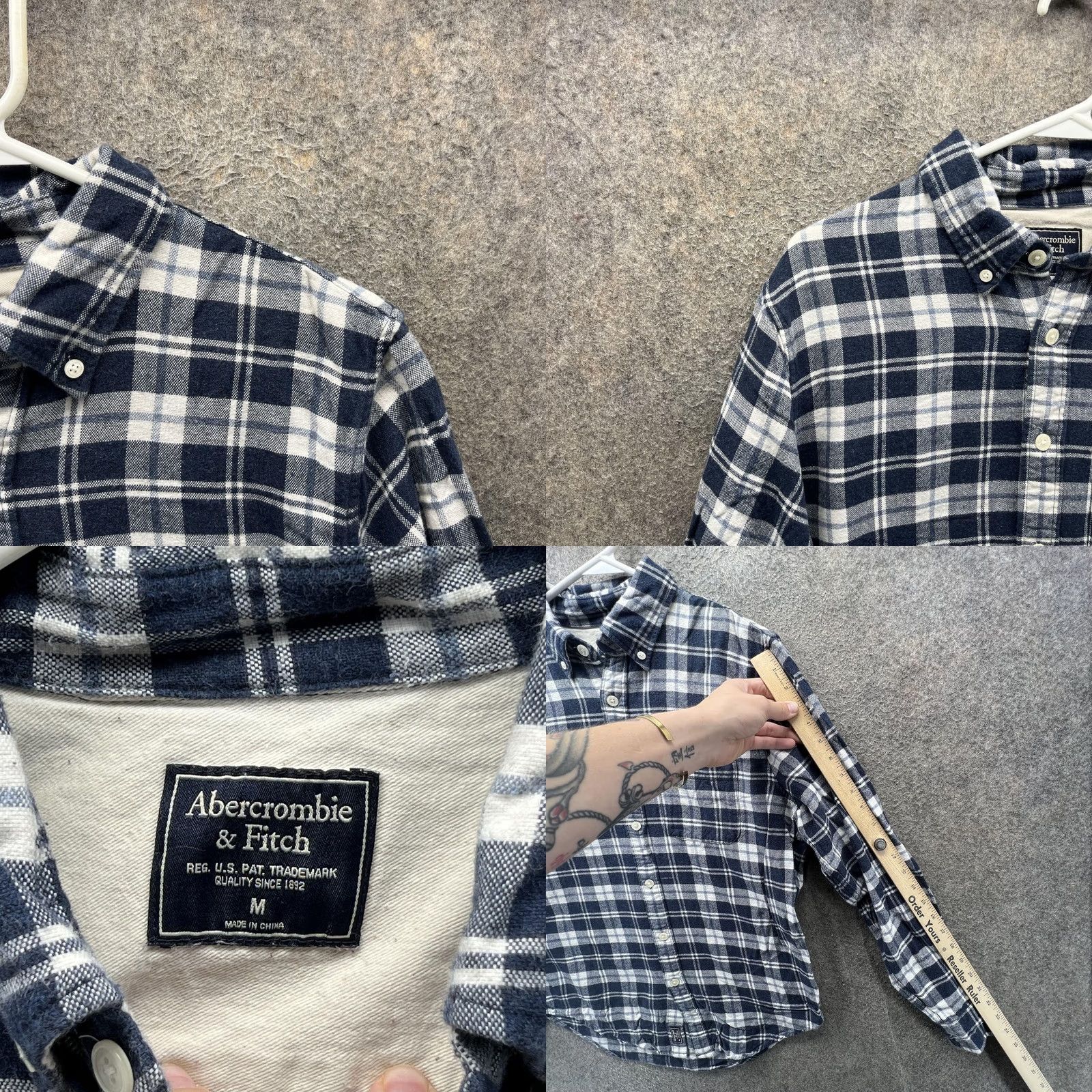 Abercrombie & Fitch Abercrombie & Fitch Shirt Mens M Blue Plaid Flannel Long Sleeve Button-Up Casual Vintage No Size US M / EU 48-50 / 2 - 8 Thumbnail
