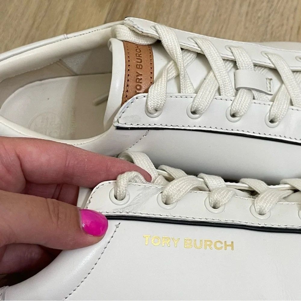 Tory Burch Tory Burch Olive Gum Sole Court Sneaker Leather Size US 7.5 / IT 37.5 - 4 Thumbnail
