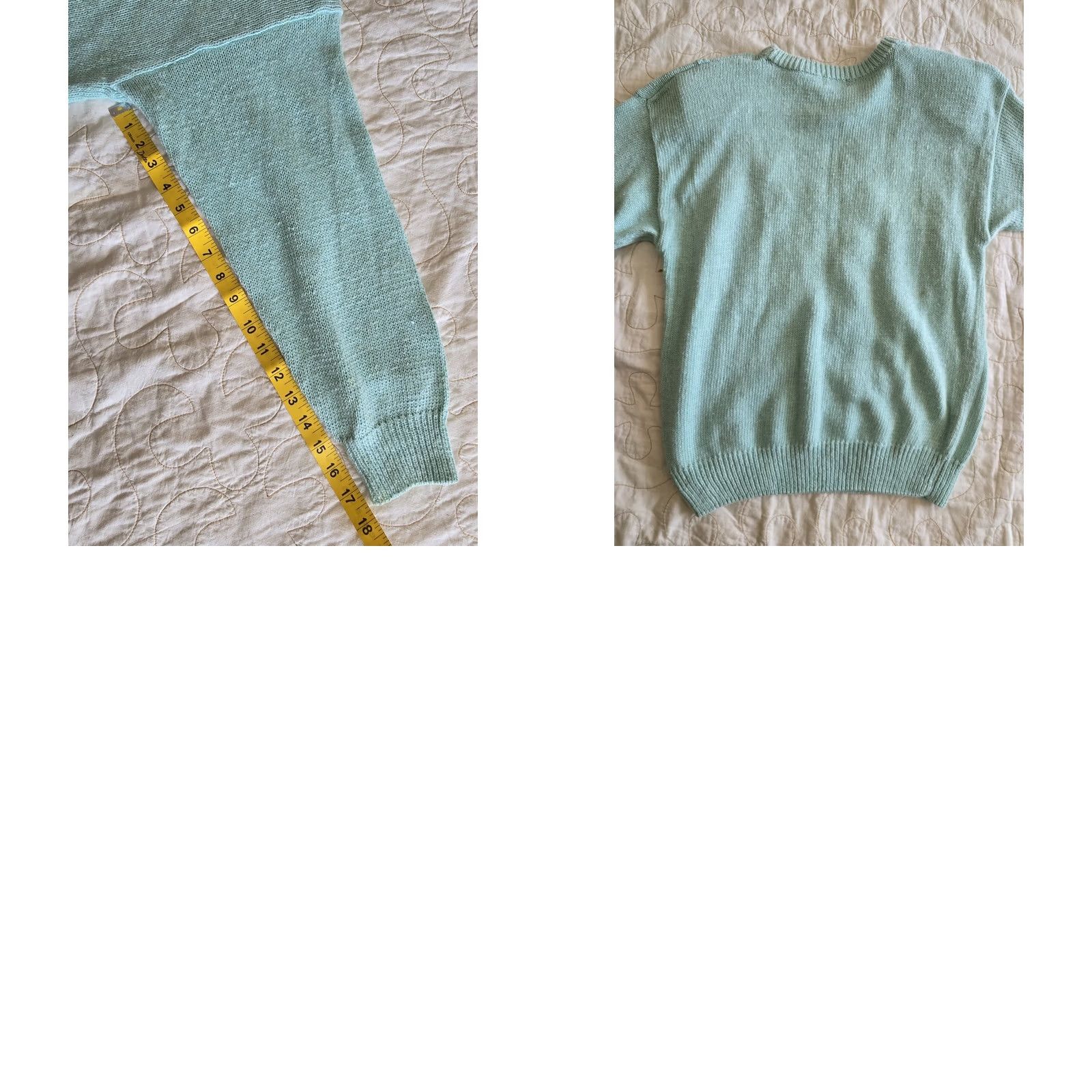Vintage VINTAGE 80s Mint Green Beaded Heart Sweater Womens Medium Cottagecore Grandmacore Green 1980s Kitsch Teacher 1980s 1990s Size M / US 6-8 / IT 42-44 - 9 Thumbnail