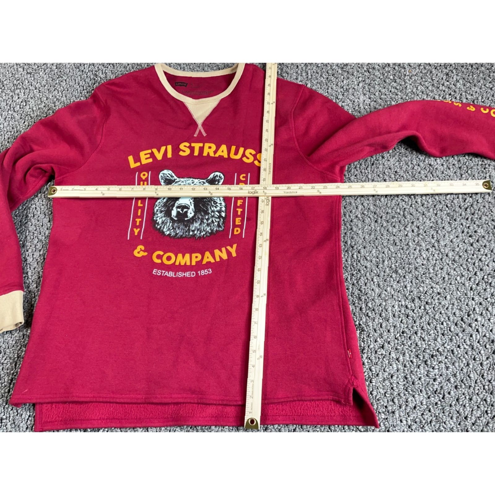 Levi's Levi's Strauss Bear Logo Sweatshirt Adult XL Red Yellow Retro Print Lightweight Size US XL / EU 56 / 4 - 4 Thumbnail