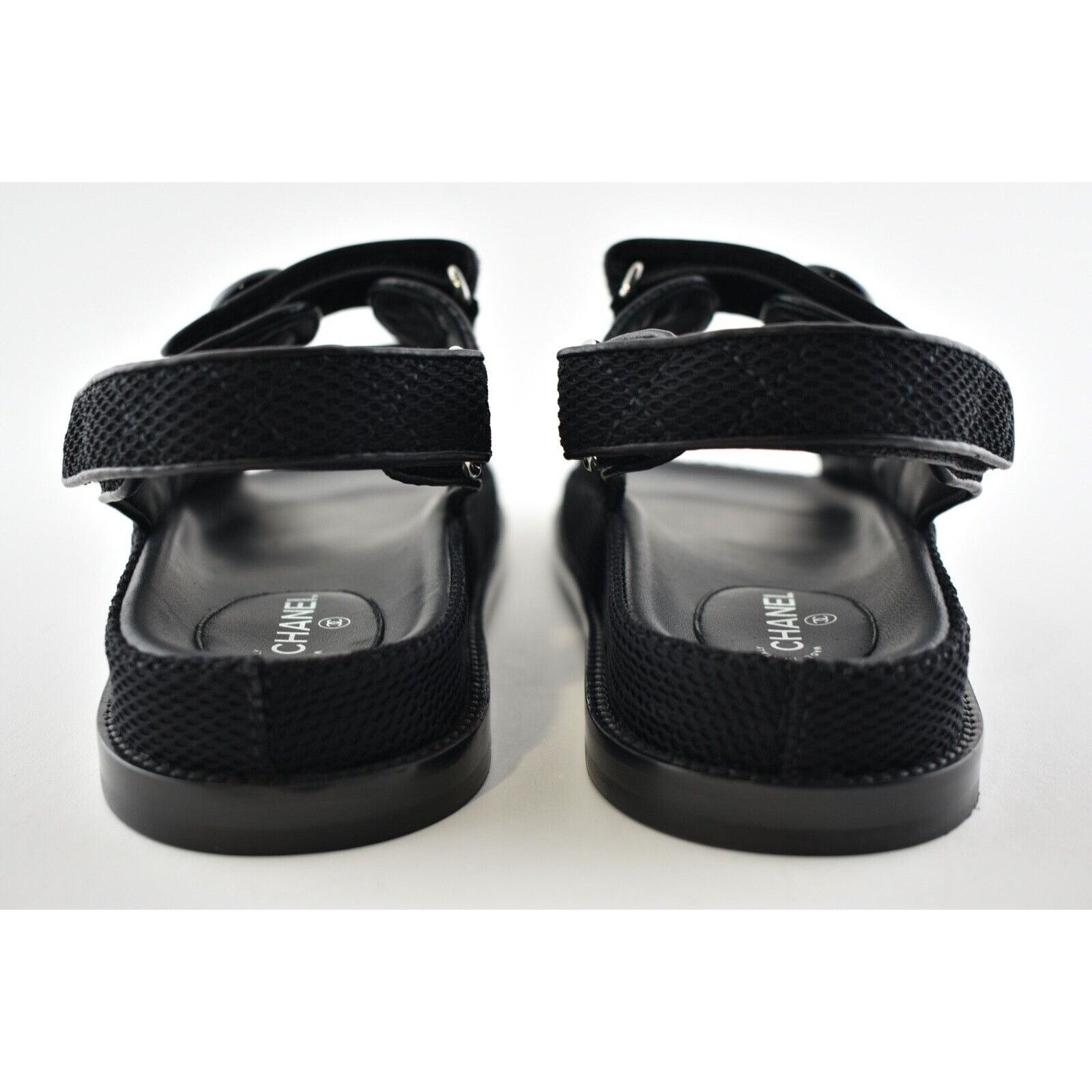 Chanel Chanel 21C Black Fabric Silver Logo Mule Slide Strap Flat Size US 7.5 / IT 37.5 - 11 Thumbnail