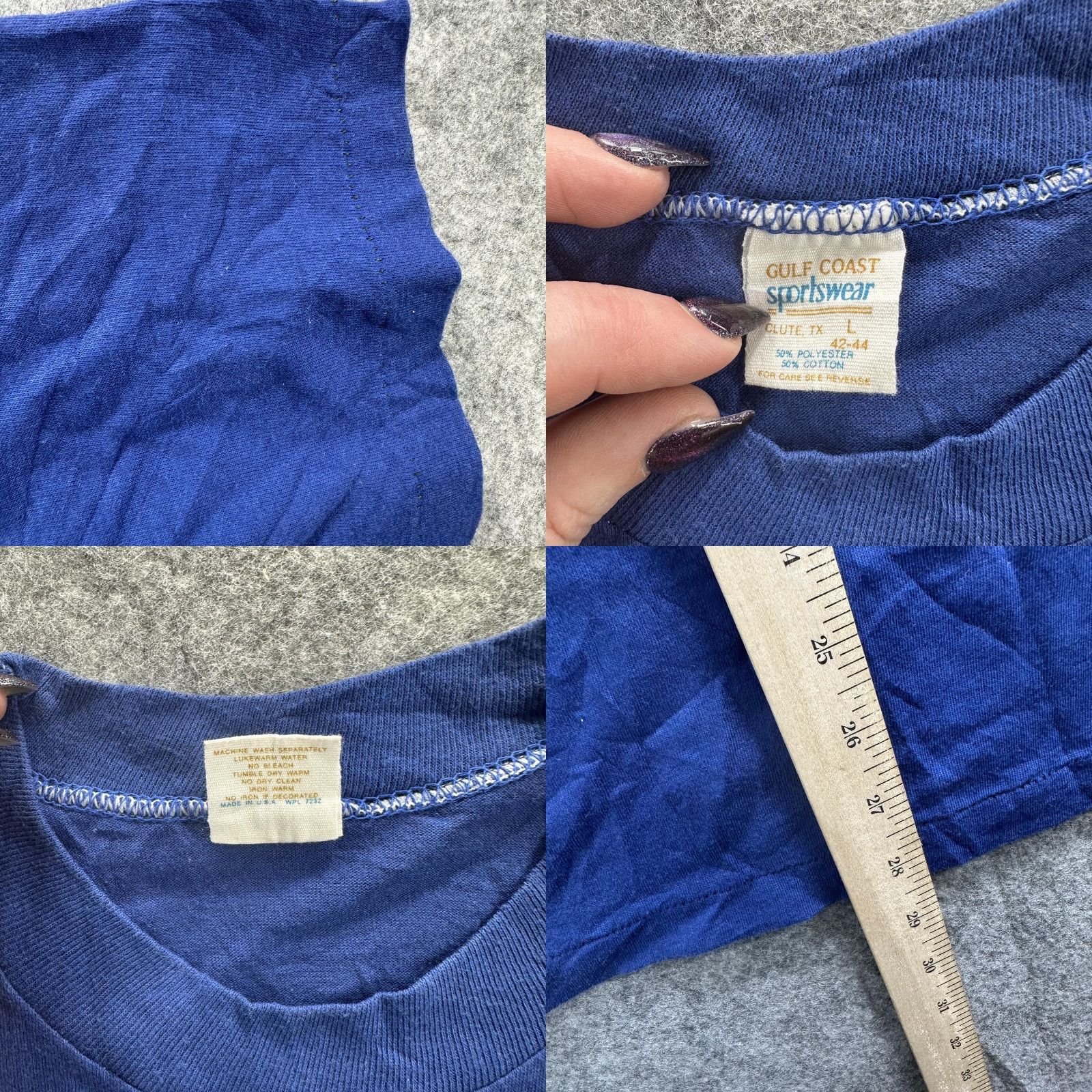 Vintage VINTAGE Gulf Coast Sportswear Shirt Mens Large Blue Williams 50/50 Soft Tee 80s Size US L / EU 52-54 / 3 - 8 Thumbnail