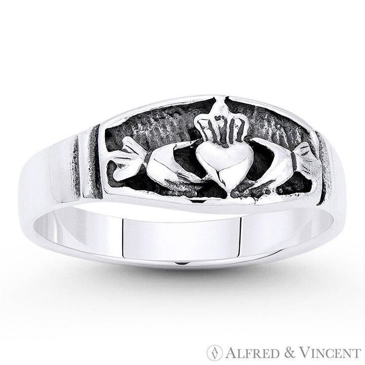 Other Irish Claddagh Promise Ring in Oxidized .925 Sterling Silver Size ONE SIZE - 1 Preview