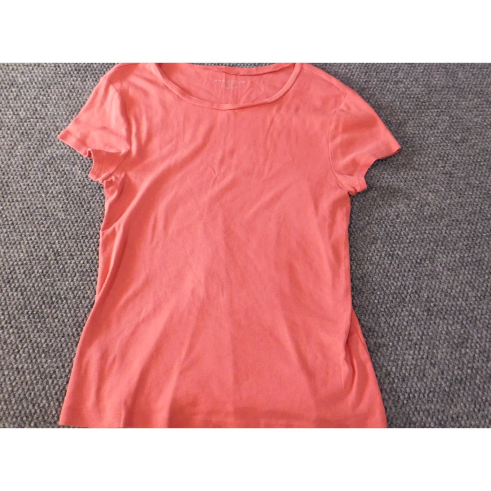 Ann Taylor Ann Taylor Womens Blouse XL Pink Crew Neck Pullover Short Sleeve Casual Regular 100% Cotton Ruffle Down Fabric Colorful Basic Top Shirt Size XL / US 12-14 / IT 48-50 - 3 Thumbnail