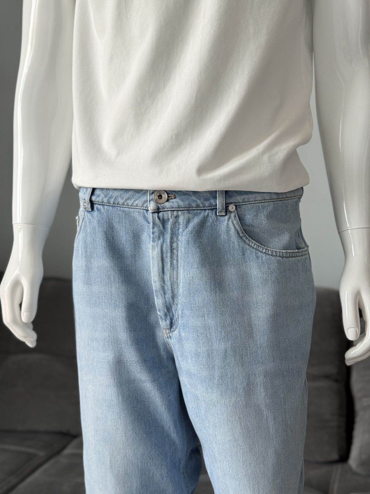 Brunello Cucinelli Brunello Cucinelli Light Wash Easy Fit Jeans Blue Cotton Size US 34 / EU 50 - 7 Thumbnail