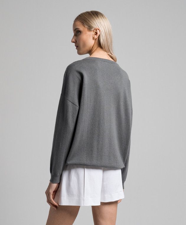 Brunello Cucinelli o1y0825 Cashmere Blend Sweater in Dark Gray Size XS / US 0-2 / IT 36-38 - 4 Thumbnail