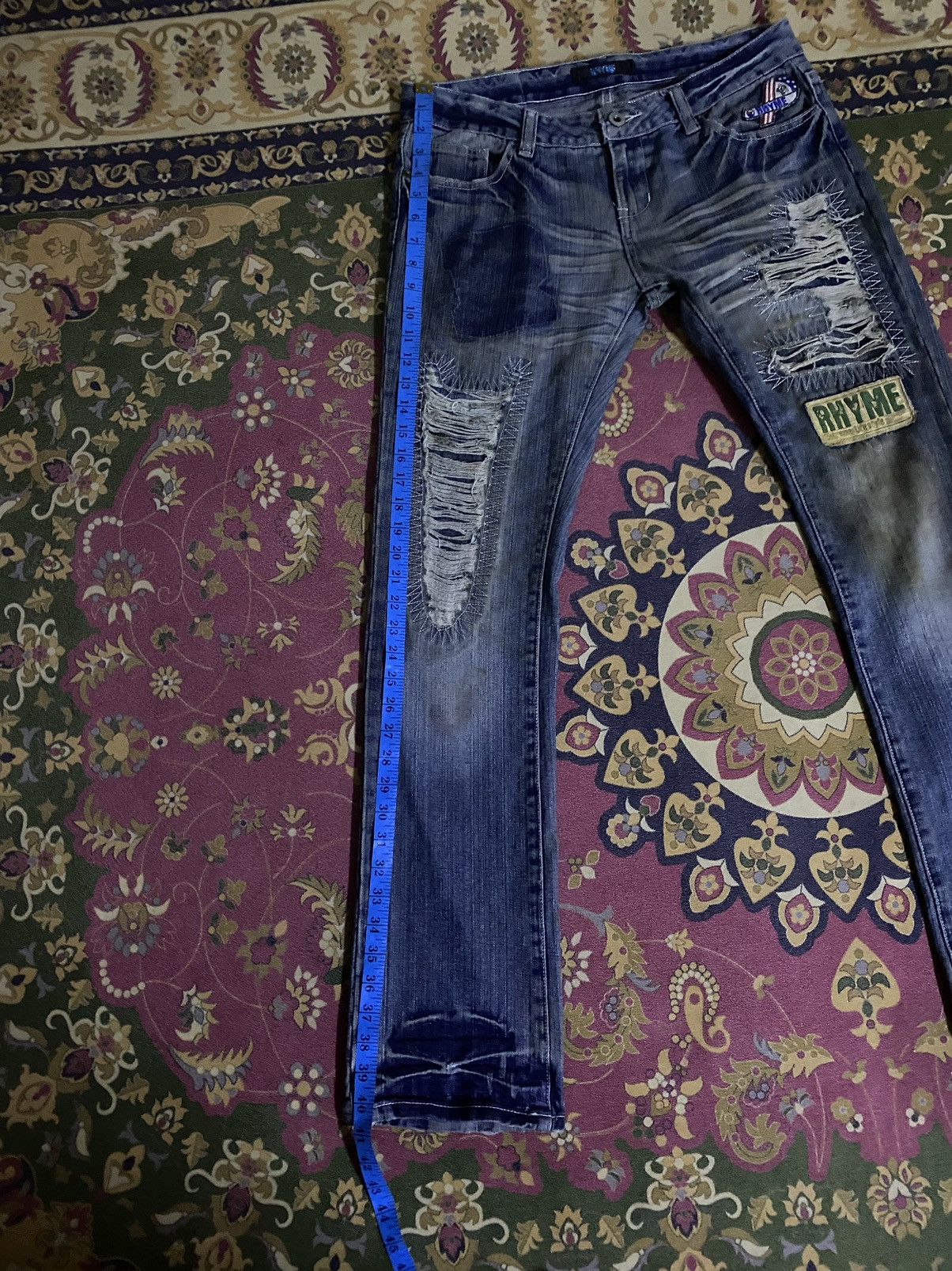 If Six Was Nine × Japanese Brand × Le Grande Bleu (L.G.B.) Japanese Brand RHYME Distressed Denim Pant Size US 33 - 18 Thumbnail