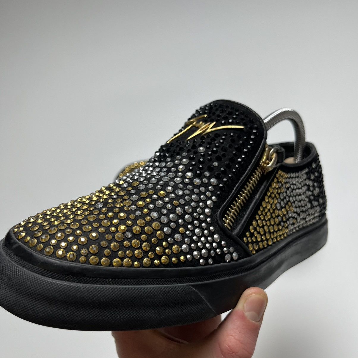 Giuseppe Zanotti Giuseppe Zanotti Suede Embellished Eve Slip-On Sneakers Size US 9 / IT 39 - 13 Thumbnail