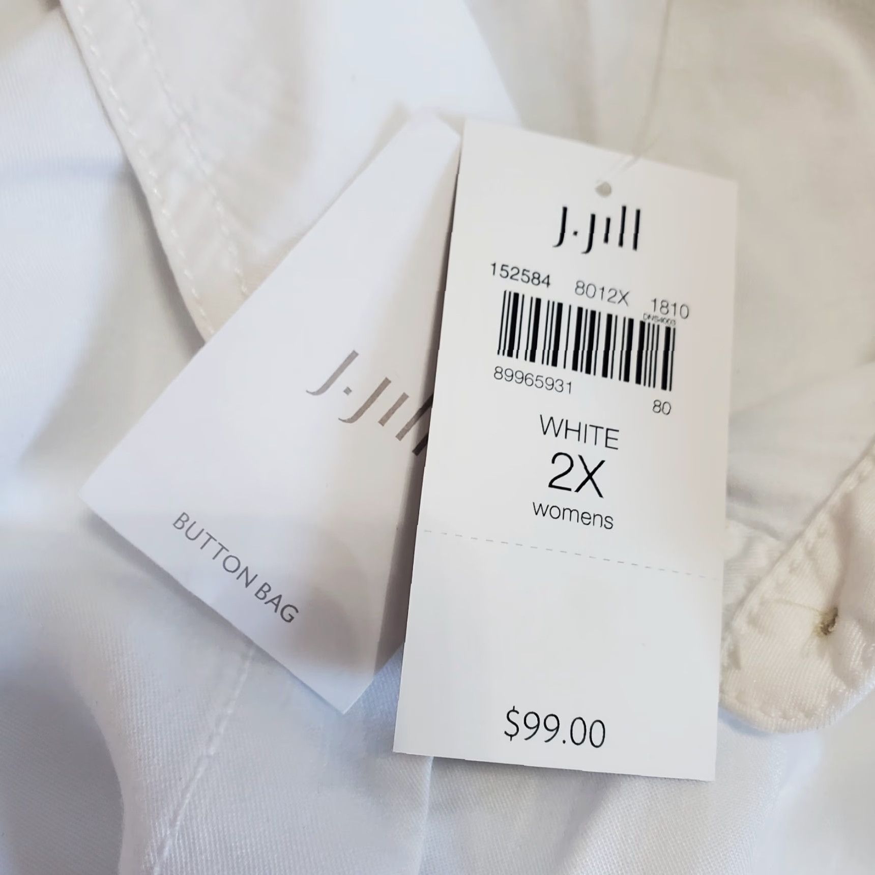 J. Jill J Jill Shirt Dress Women 2X White Tencel Button Front Tie Waist Roll Tab Sleeve Size XXL / US 16-18 / IT 52-54 - 4 Thumbnail