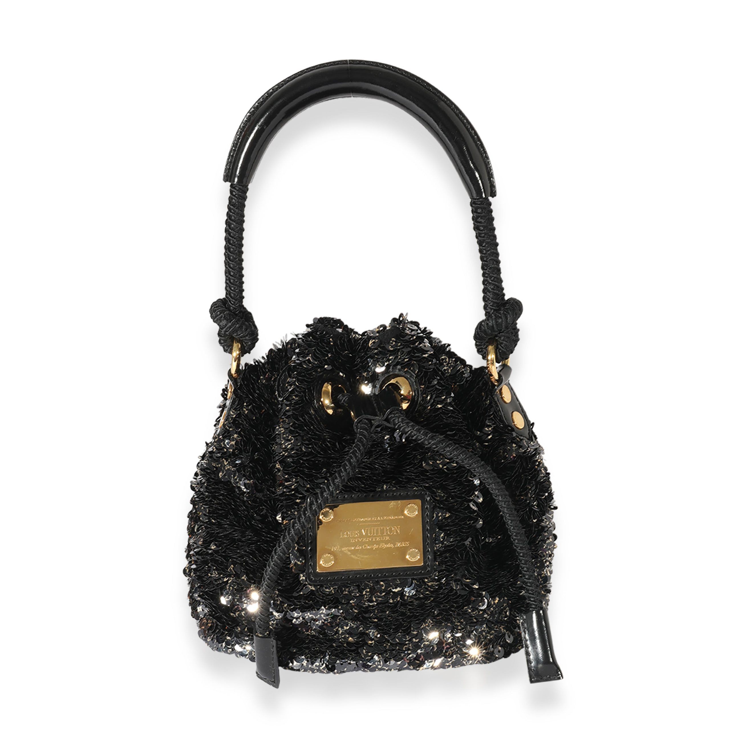 image of Louis Vuitton Sequin Mini Noe Rococo Bag in Black, Women's