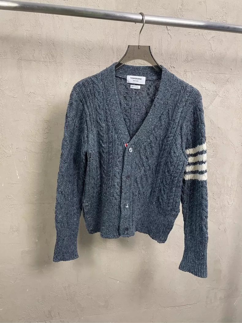 Thom Browne Thom browne Blue-gray four-striped wool cardigan jacket 250 Size US XS / EU 42 / 0 - 1 Thumbnail