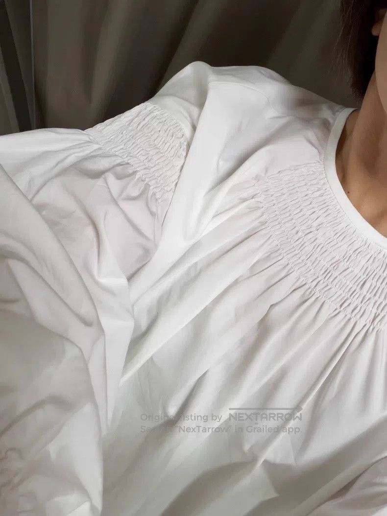 Dries Van Noten Dries Van Noten White Cotton Ruched Top Size M / US 6-8 / IT 42-44 - 4 Thumbnail