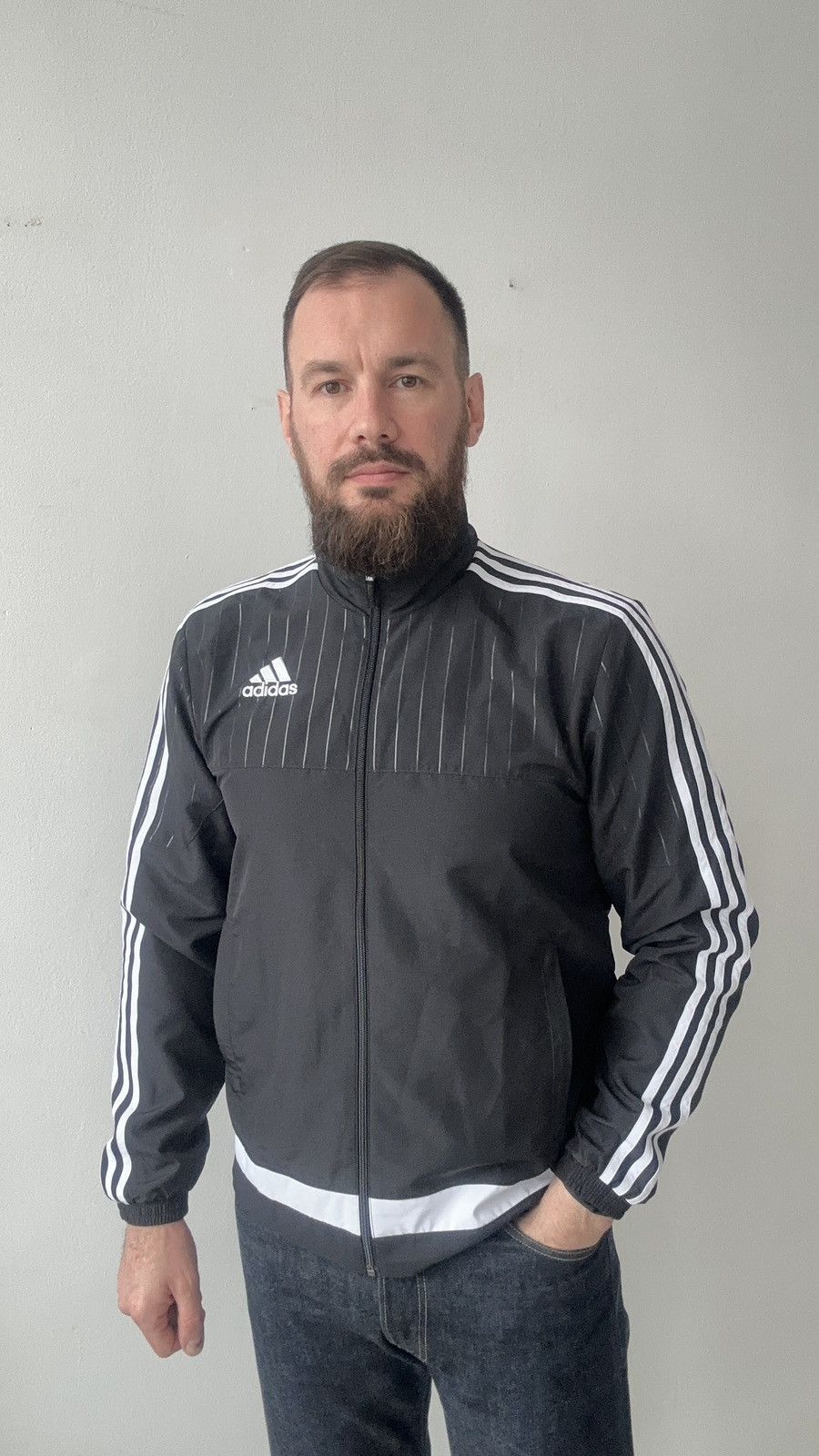 Adidas Vintage Adidas Tracksuit Top Jacket Black Terrace Casuals M Size US M / EU 48-50 / 2 - 2 Thumbnail