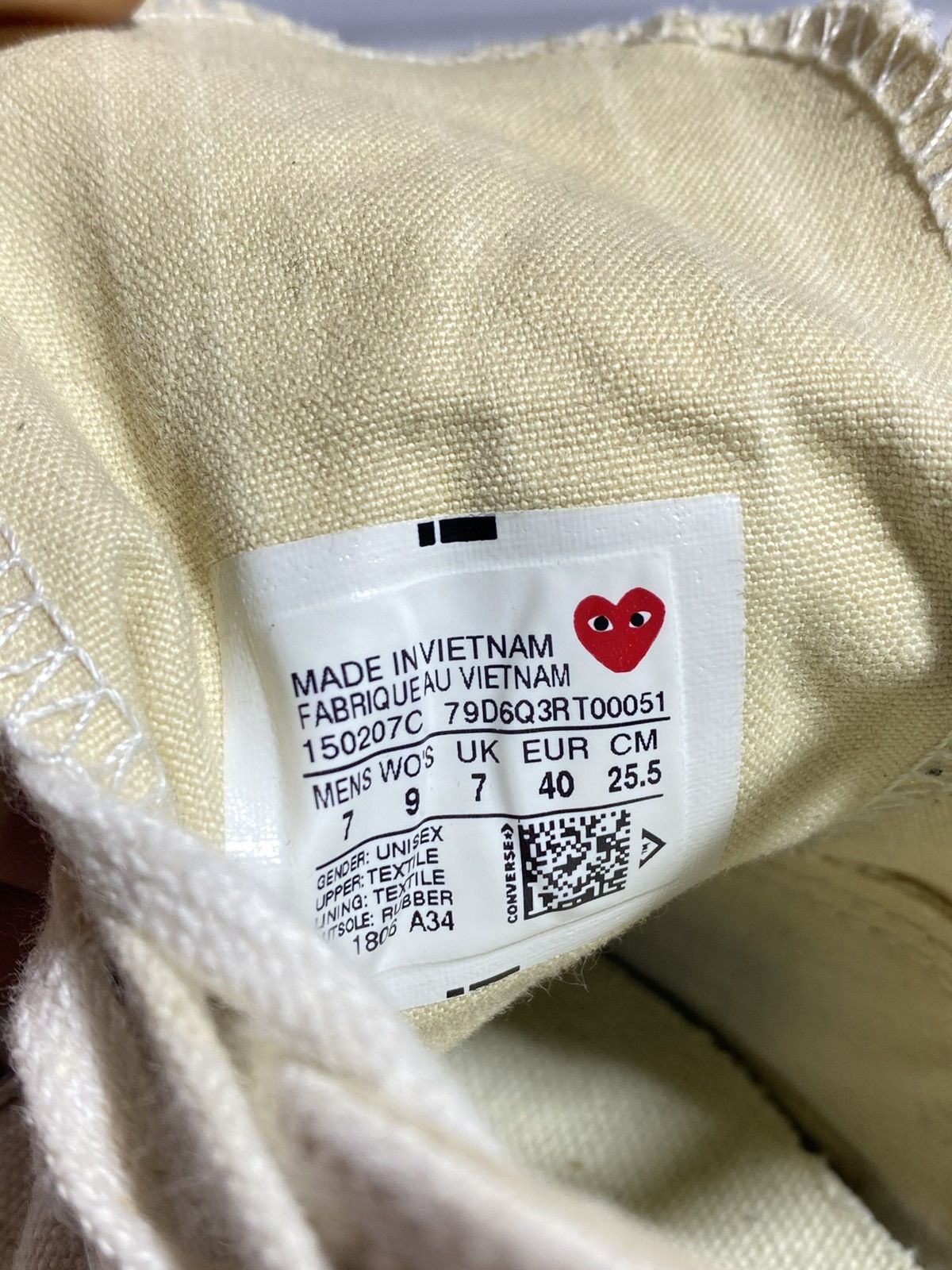 Comme des Garcons Converse PLAY Comme Des Garconc Canvas Chuck 70s Size US 7 / EU 40 - 12 Thumbnail