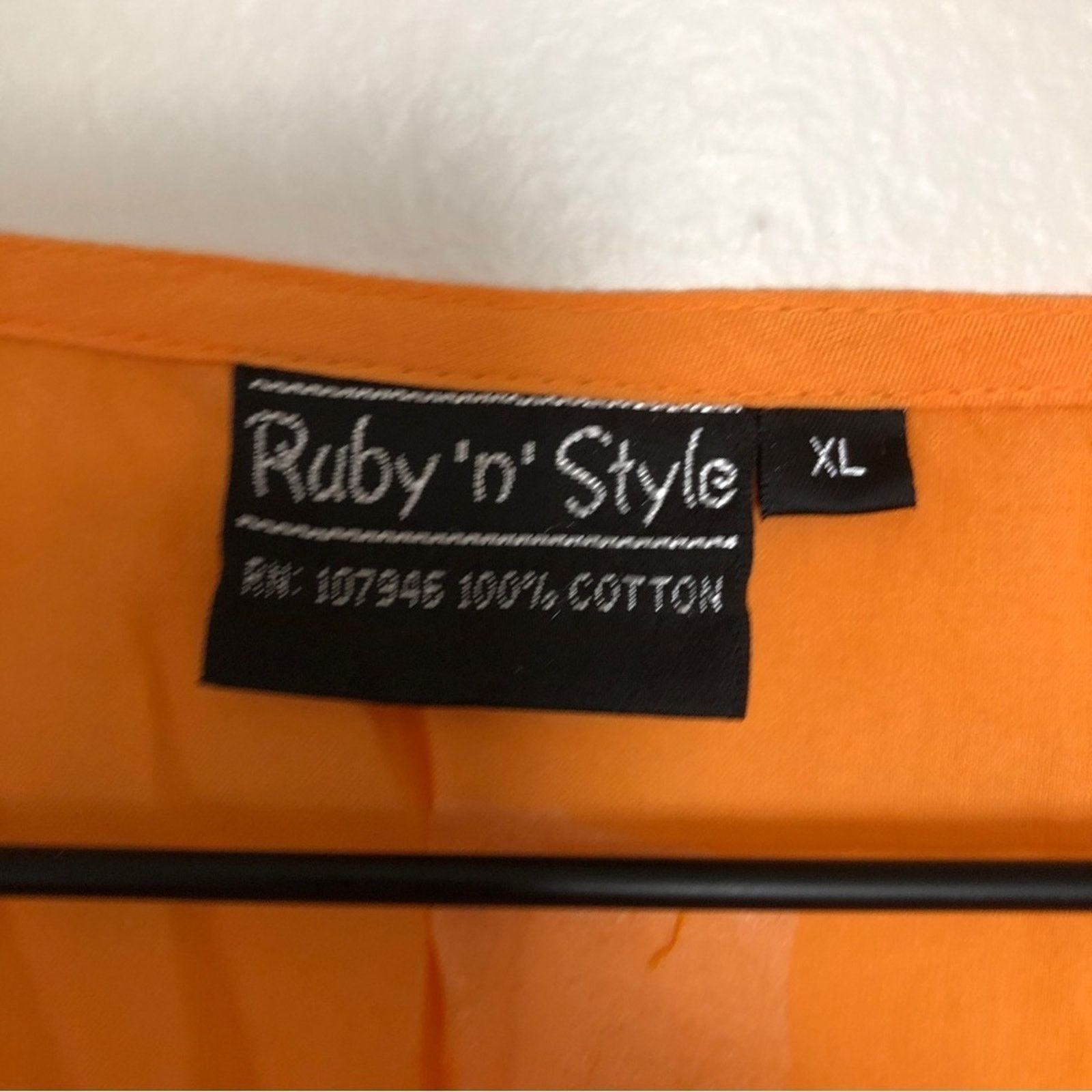 Other Ruby n Style Orange Cotton Embroidered Short Sleeve Blouse Size XL / US 12-14 / IT 48-50 - 2 Thumbnail