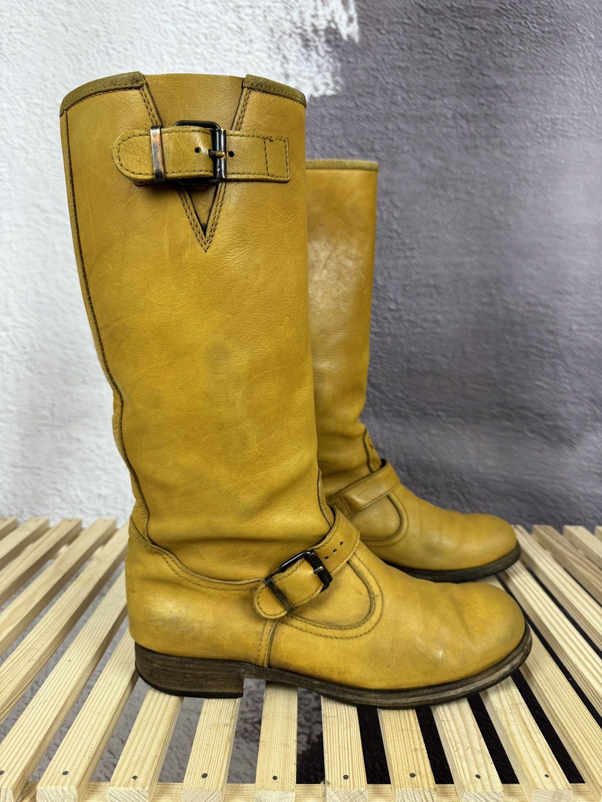 Cowboy Equipment MOMA vintage beige brown leather cowboy high shoes Size US 7.5 / EU 40-41 - 3 Thumbnail