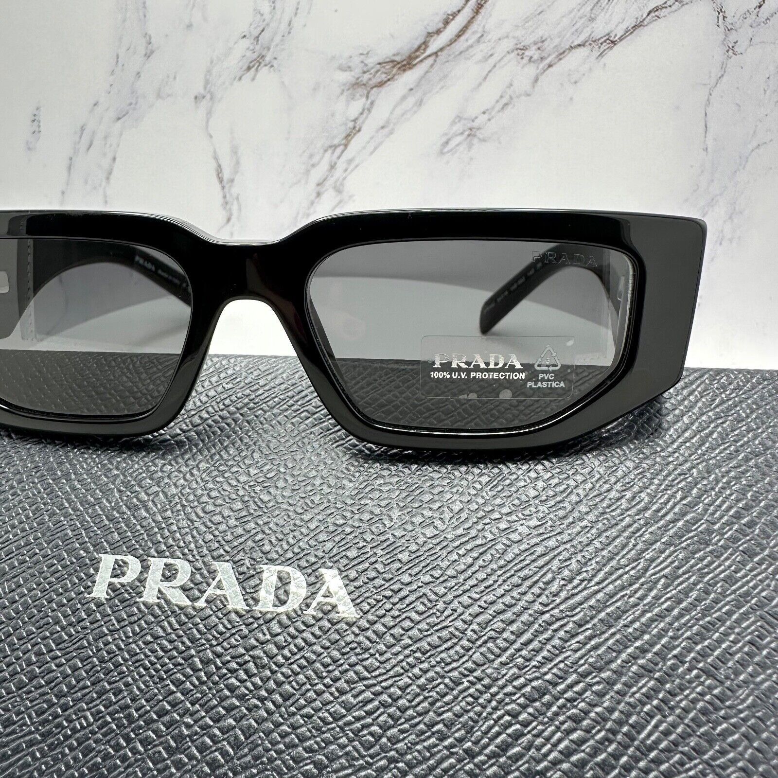 Prada NEW PRADA Sunglasses Black Square Rectangle Plaque Logo Size ONE SIZE - 15 Thumbnail