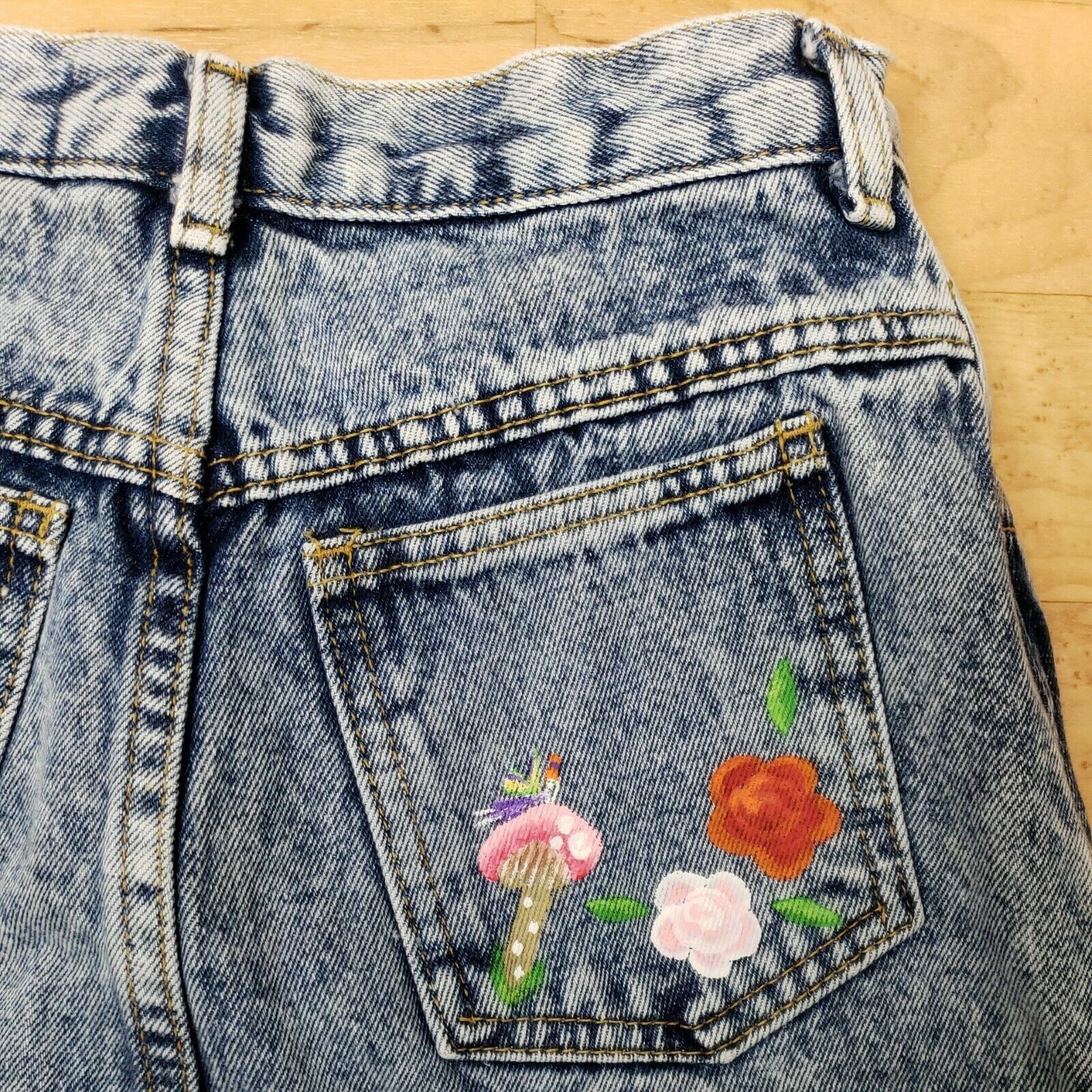 Other Jack Mulqueen Upcycled Denim Skirt Womens 7 80s Acid Wash Ha Size 26" / US 2 / IT 38 - 9 Thumbnail
