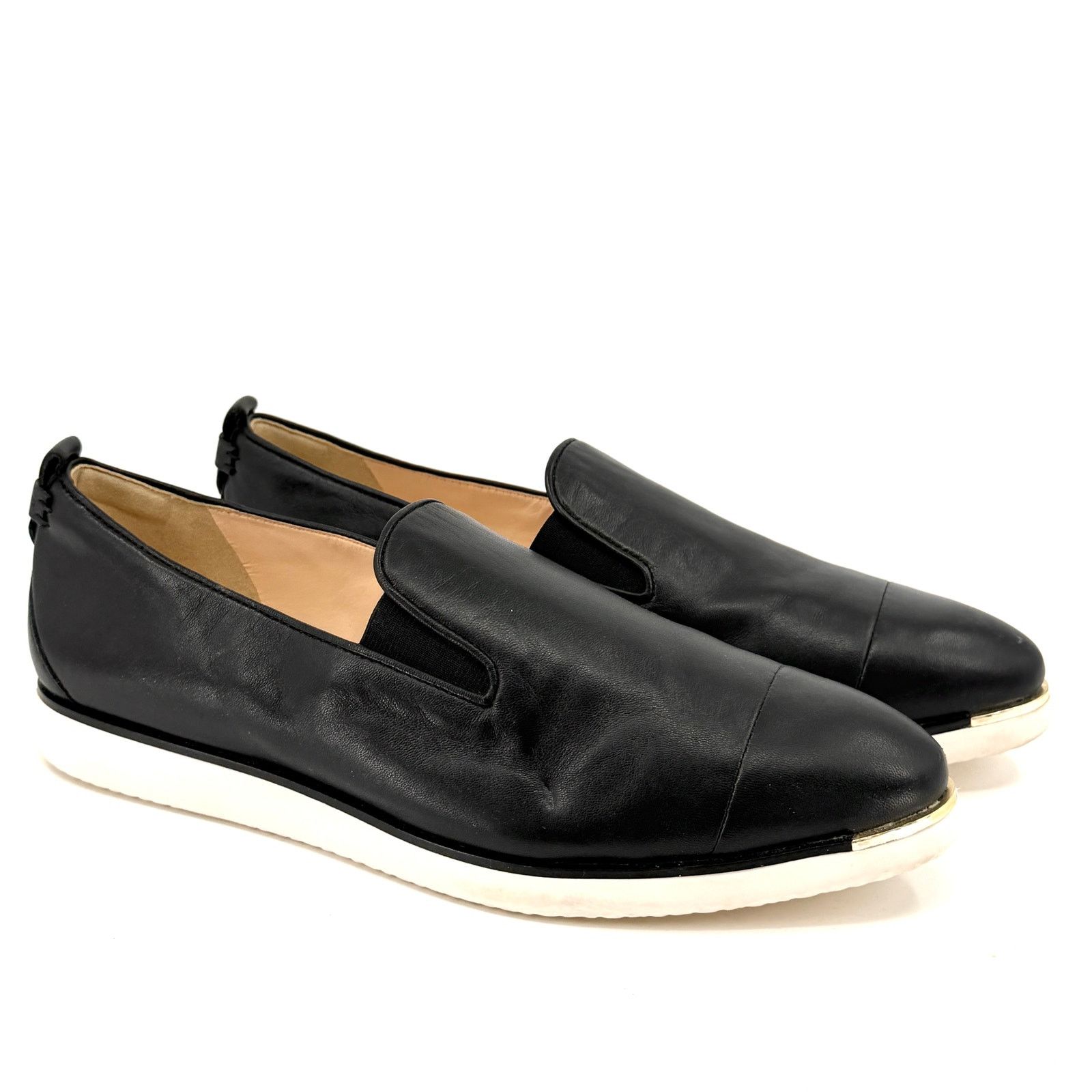 Cole Haan Grandseries Black Genuine Leather Cap Toe Slip-on Sneakers Size US 9.5 / IT 39.5 - 1 Thumbnail