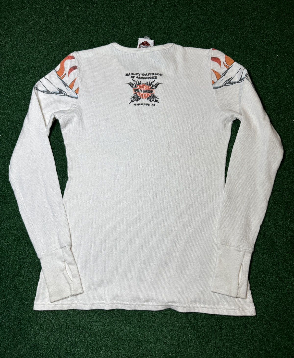 Harley Davidson Y2K Harley Davidson Thermal Flame Biker Grunge Long Sleeve Size M / US 6-8 / IT 42-44 - 4 Thumbnail