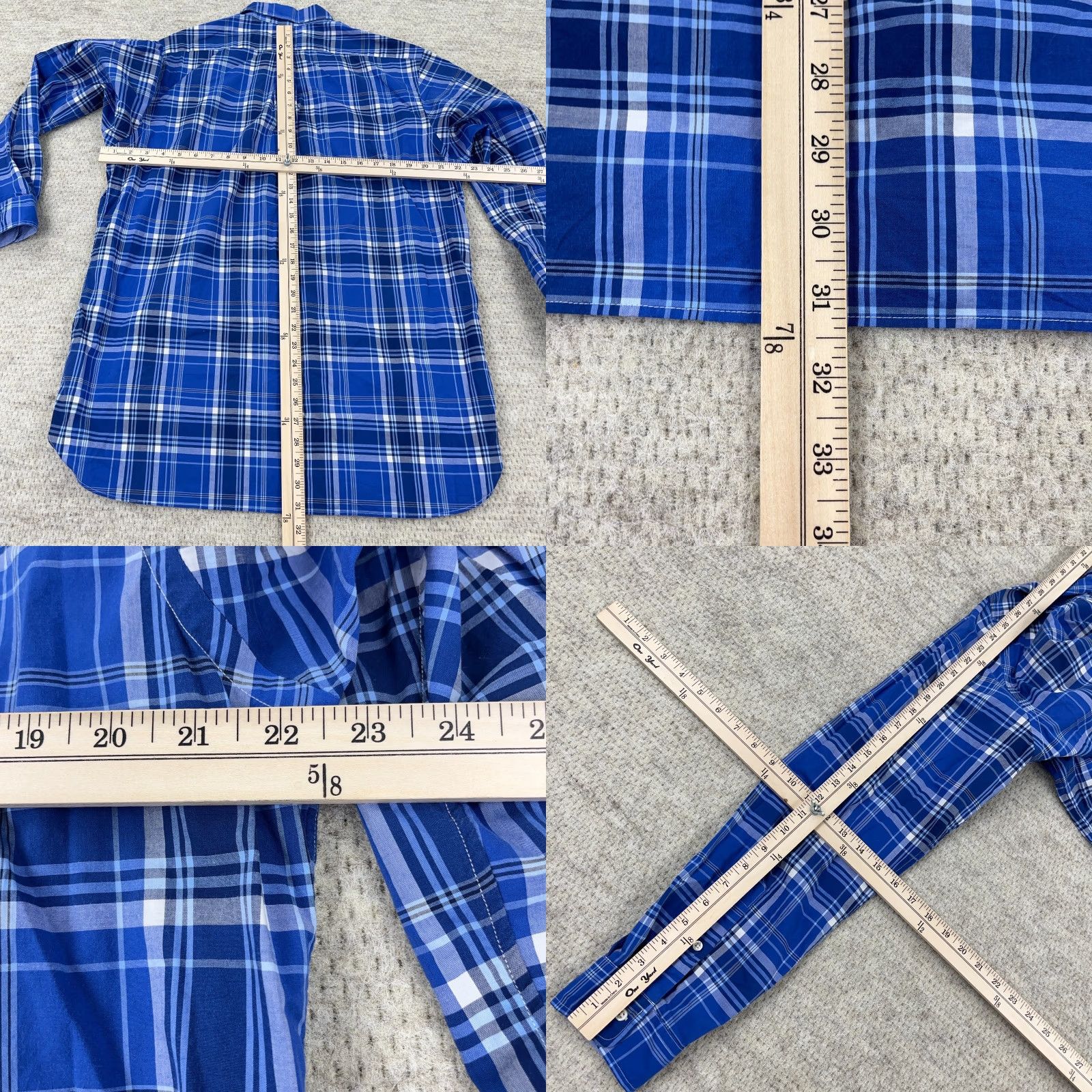 Ralph Lauren Ralph Lauren Shirt Men Large Blue Plaid Button Up Dress Poplin Stretch Cotton B2 Size 42R - 8 Thumbnail