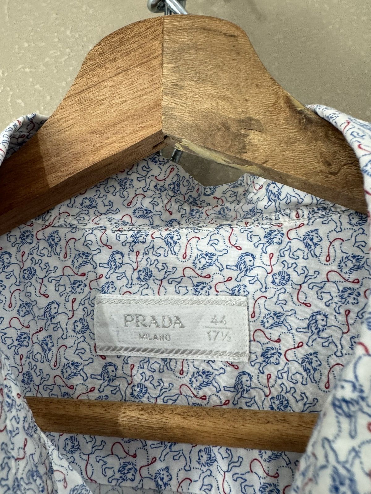 Prada Prada Shirt Print Runway Lion Print Blue 44 Size US XL / EU 56 / 4 - 3 Thumbnail