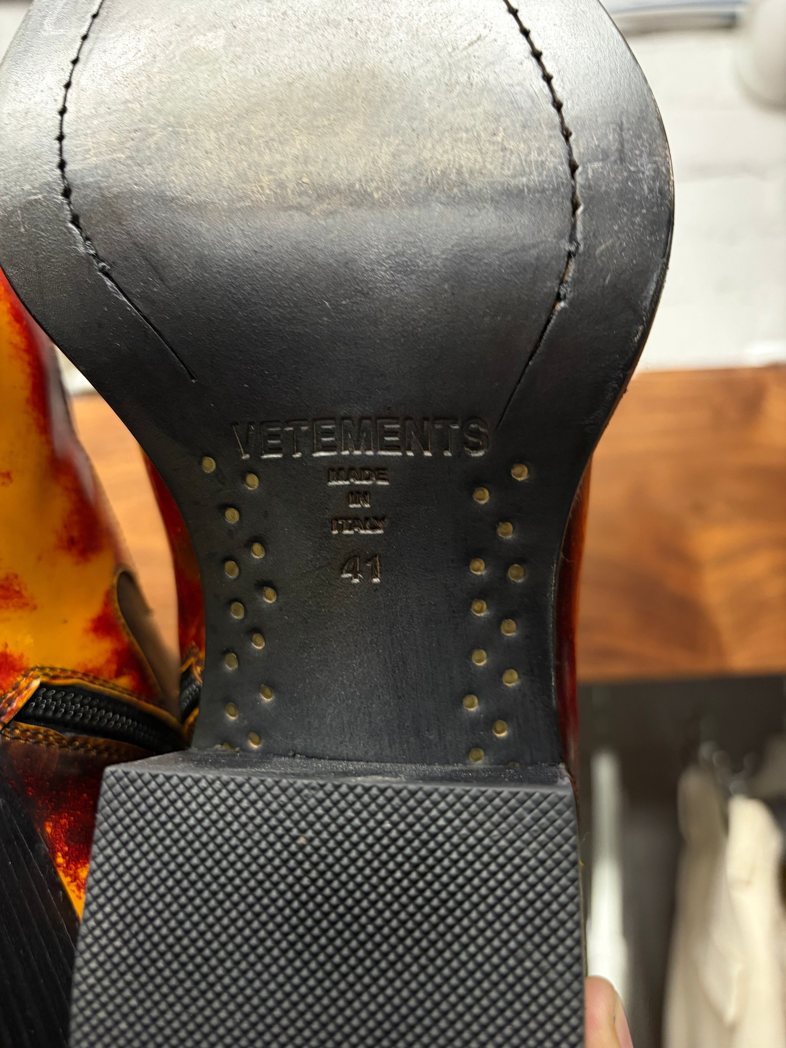 Vetements Vetements Flame Appliqué Black Leather Cuban Heel Boots Size US 8 / EU 41 - 6 Thumbnail