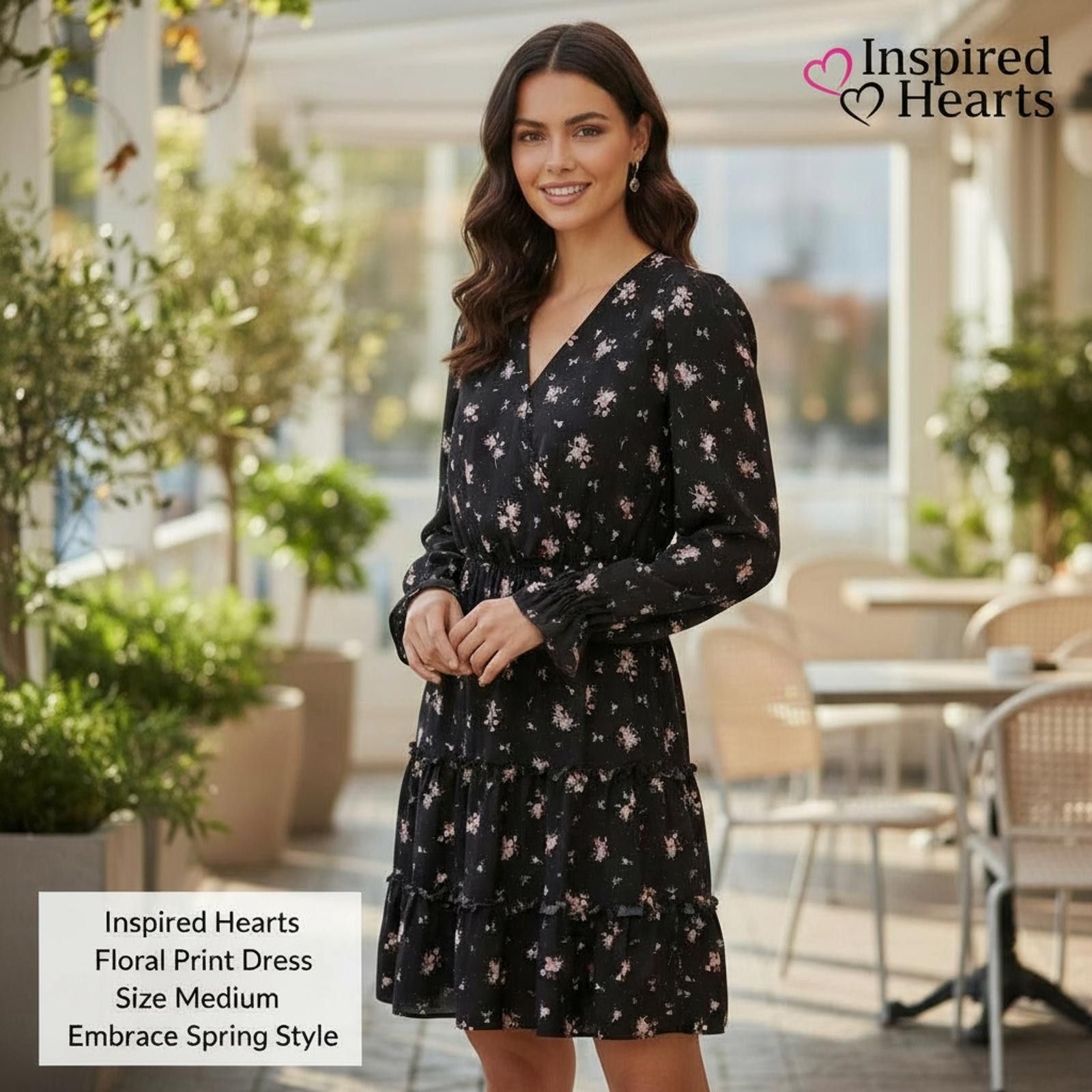 Other Inspired Hearts Floral Print Long Sleeve Dress Medium Size M / US 6-8 / IT 42-44 - 1 Thumbnail
