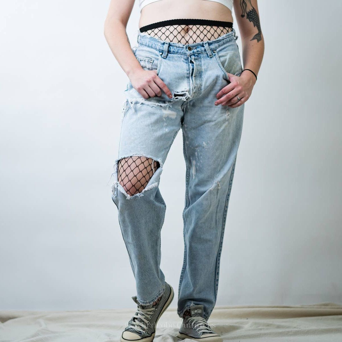Levi's Vtg90s THRASHED Ripped Distressed Levi Silvertab Baggy Jeans Size 30" / US 8 / IT 44 - 5 Thumbnail